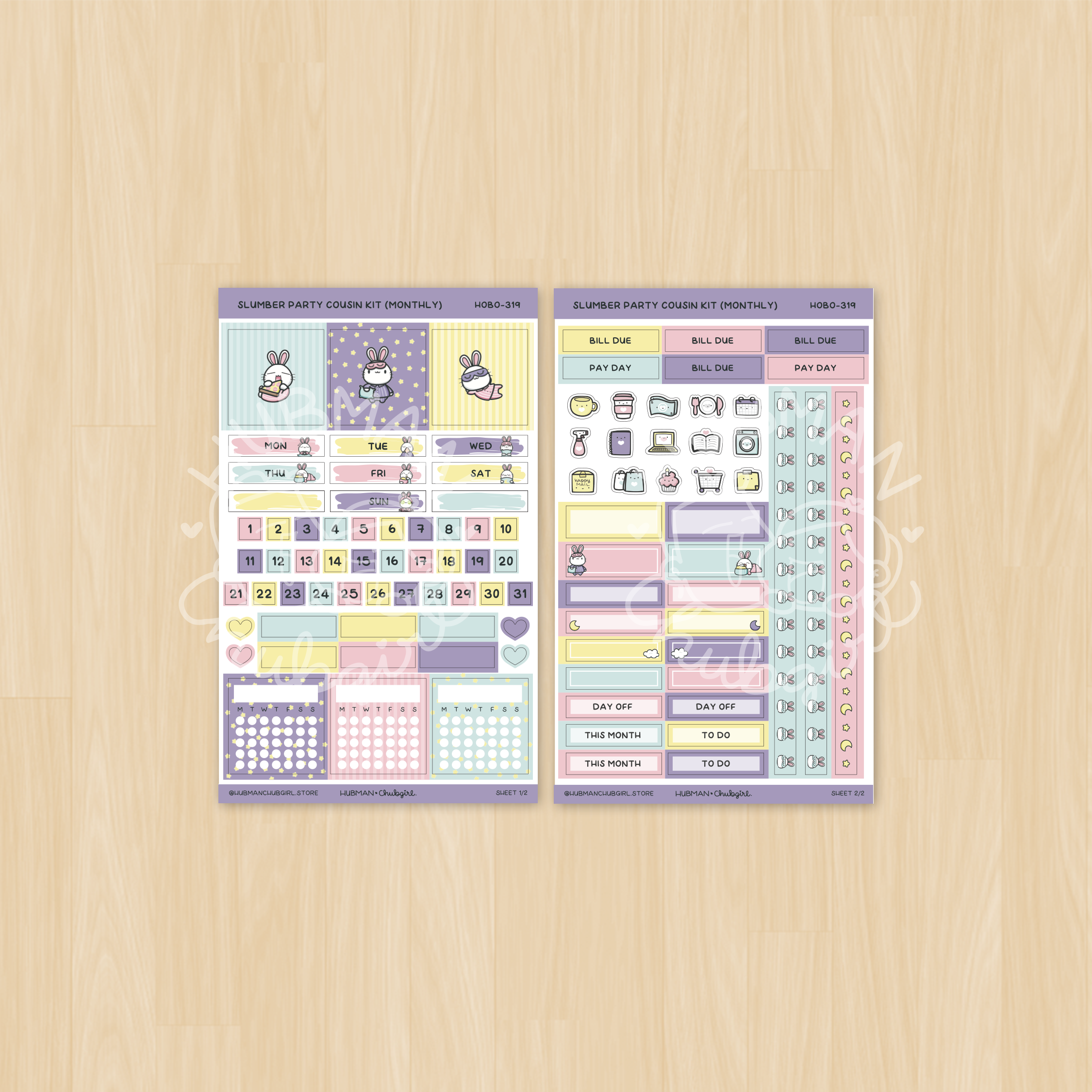 Slumber Party Hobonichi Cousin Monthly Kit (Set of 2)