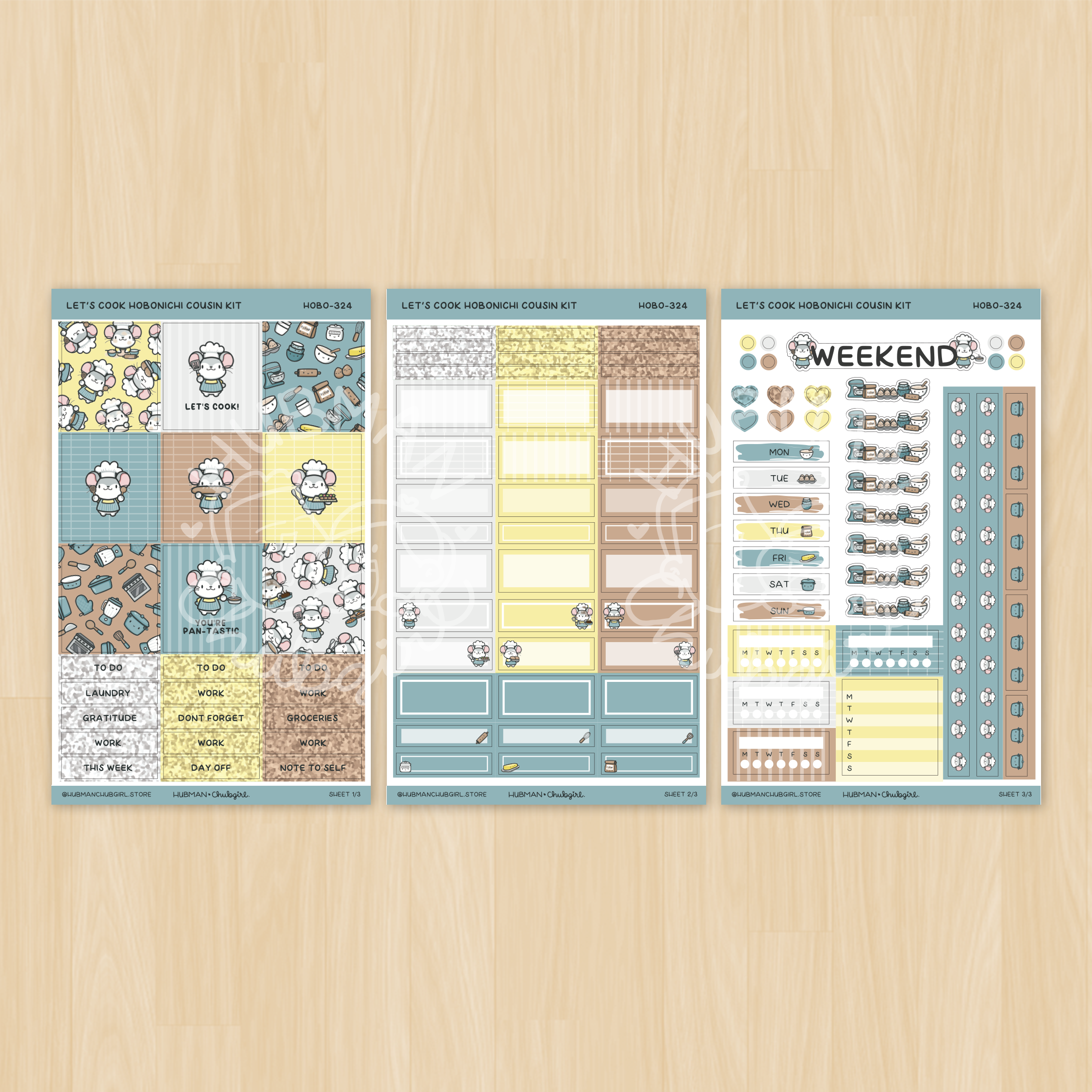 Let's Cook Theme Hobonichi Cousin Weekly Kit (Set of 3)
