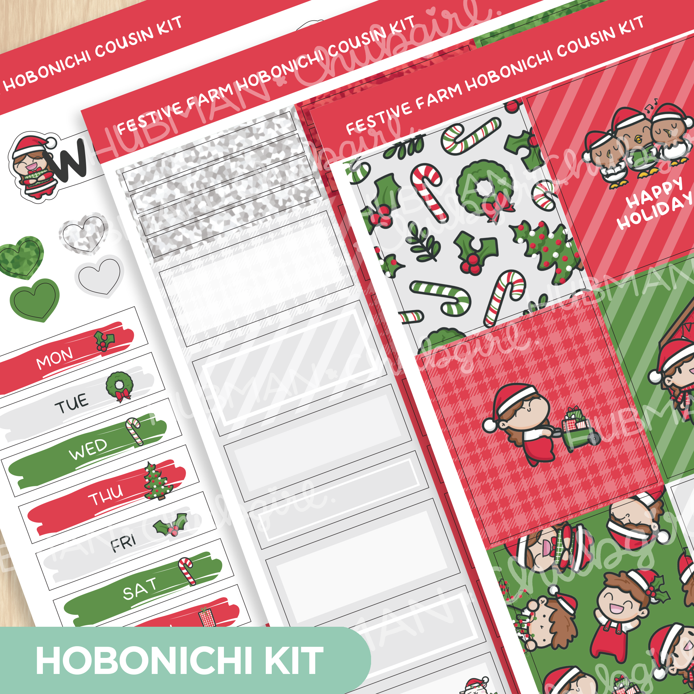 Festive Farm Theme Hobonichi Cousin Weekly Kit (Set of 3)