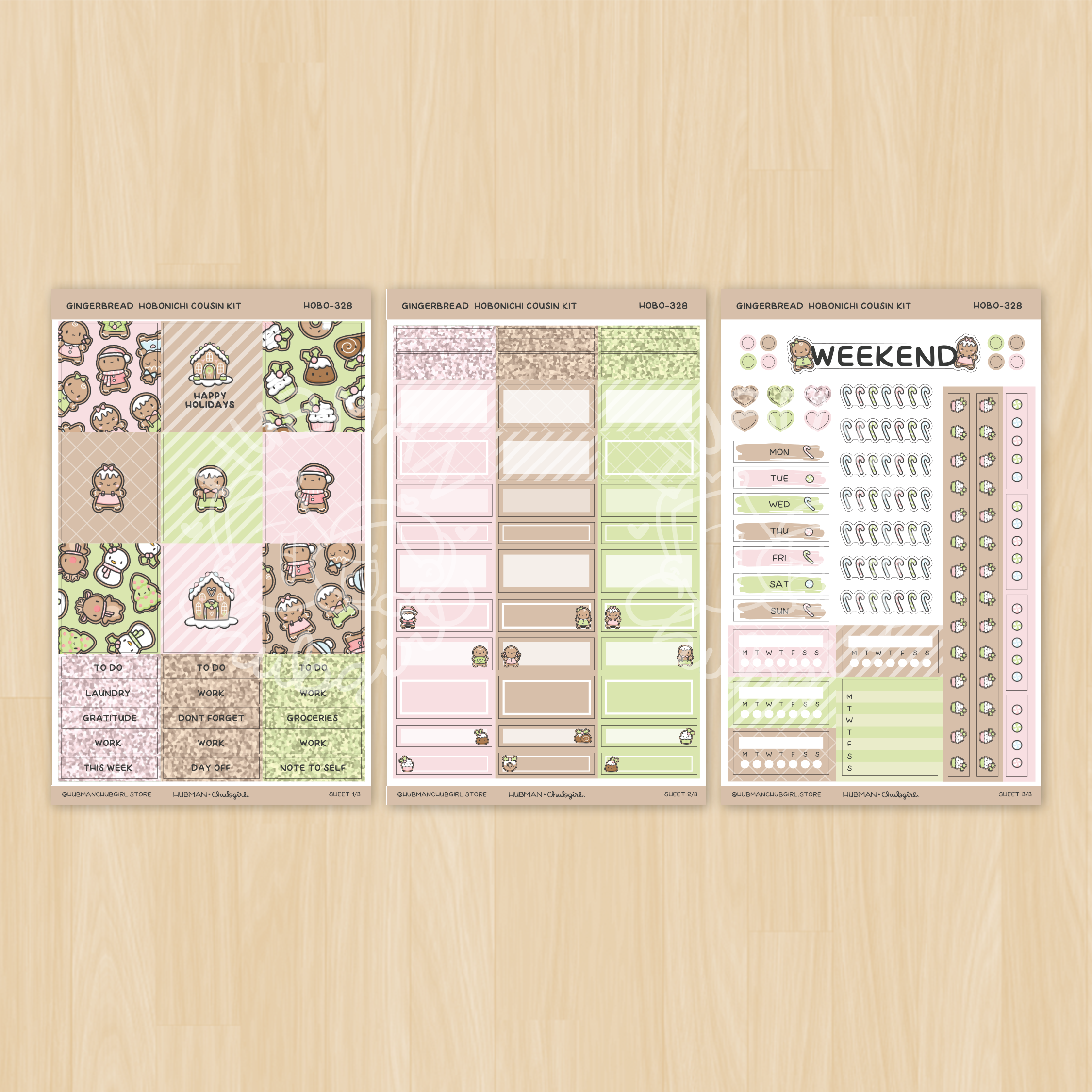 Gingerbread Theme Hobonichi Cousin Weekly Kit (Set of 3)