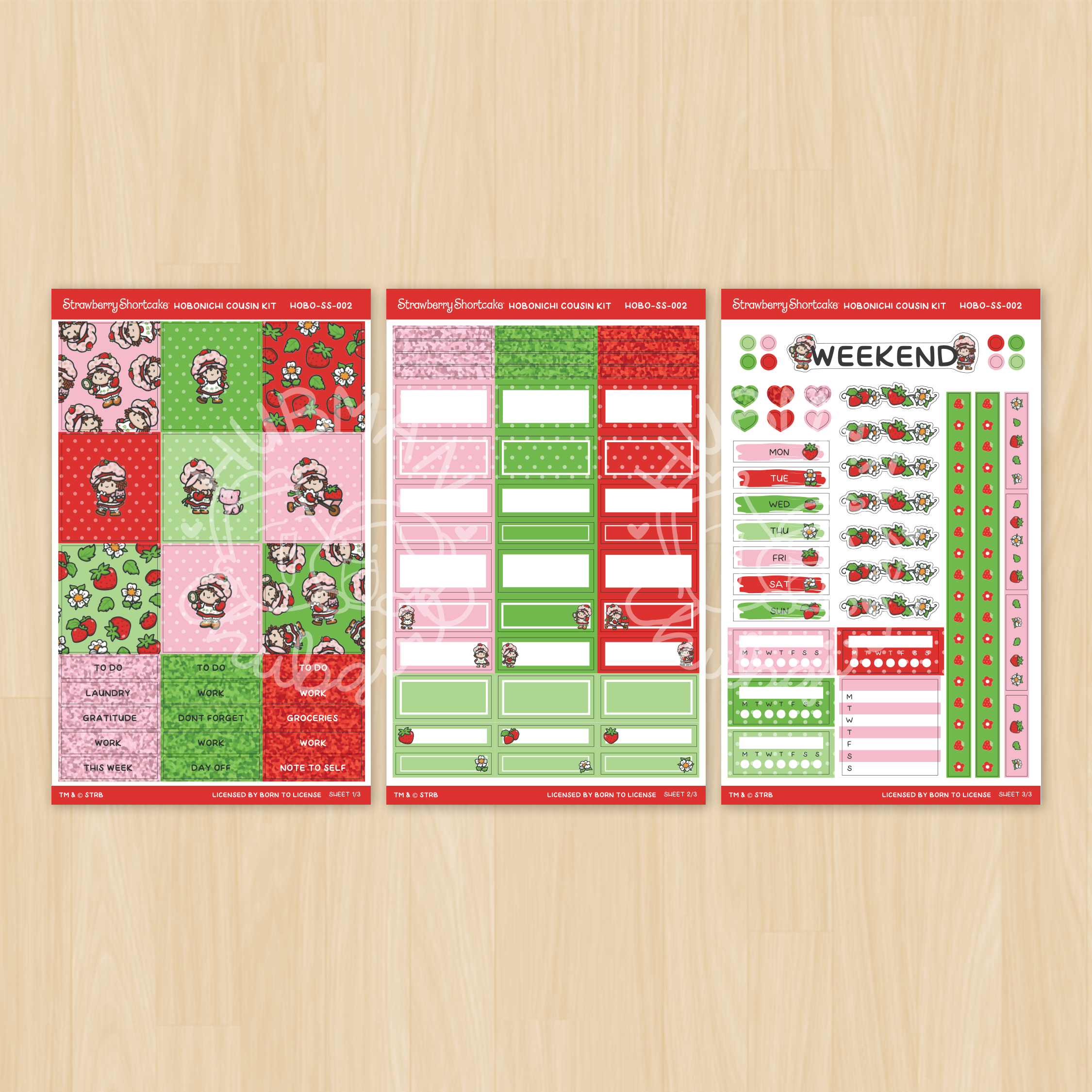 Strawberry Shortcake Hobonichi Cousin Weekly Kit (Set of 3)