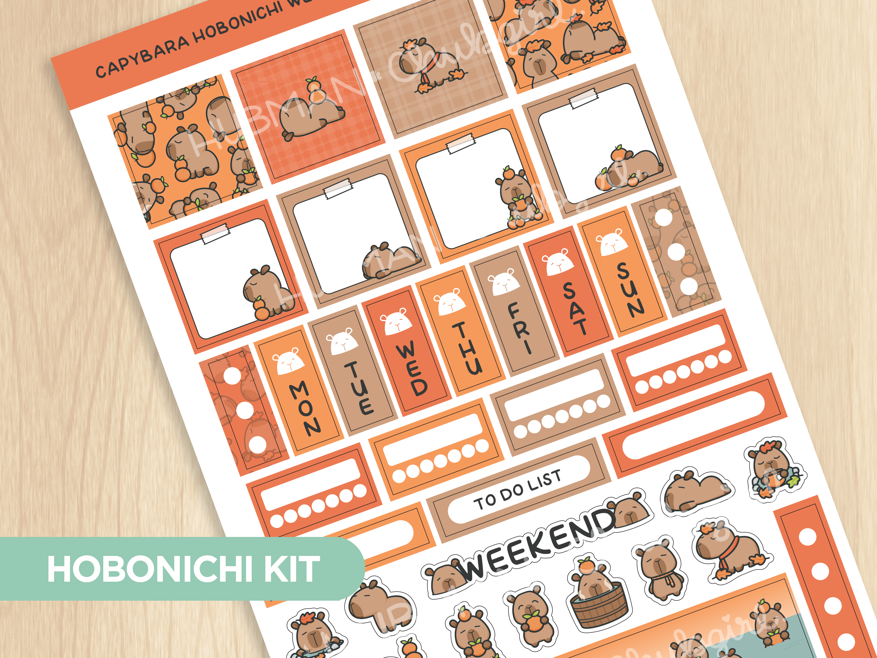 Autumn Capybaras Theme Hobonichi Weeks Kit