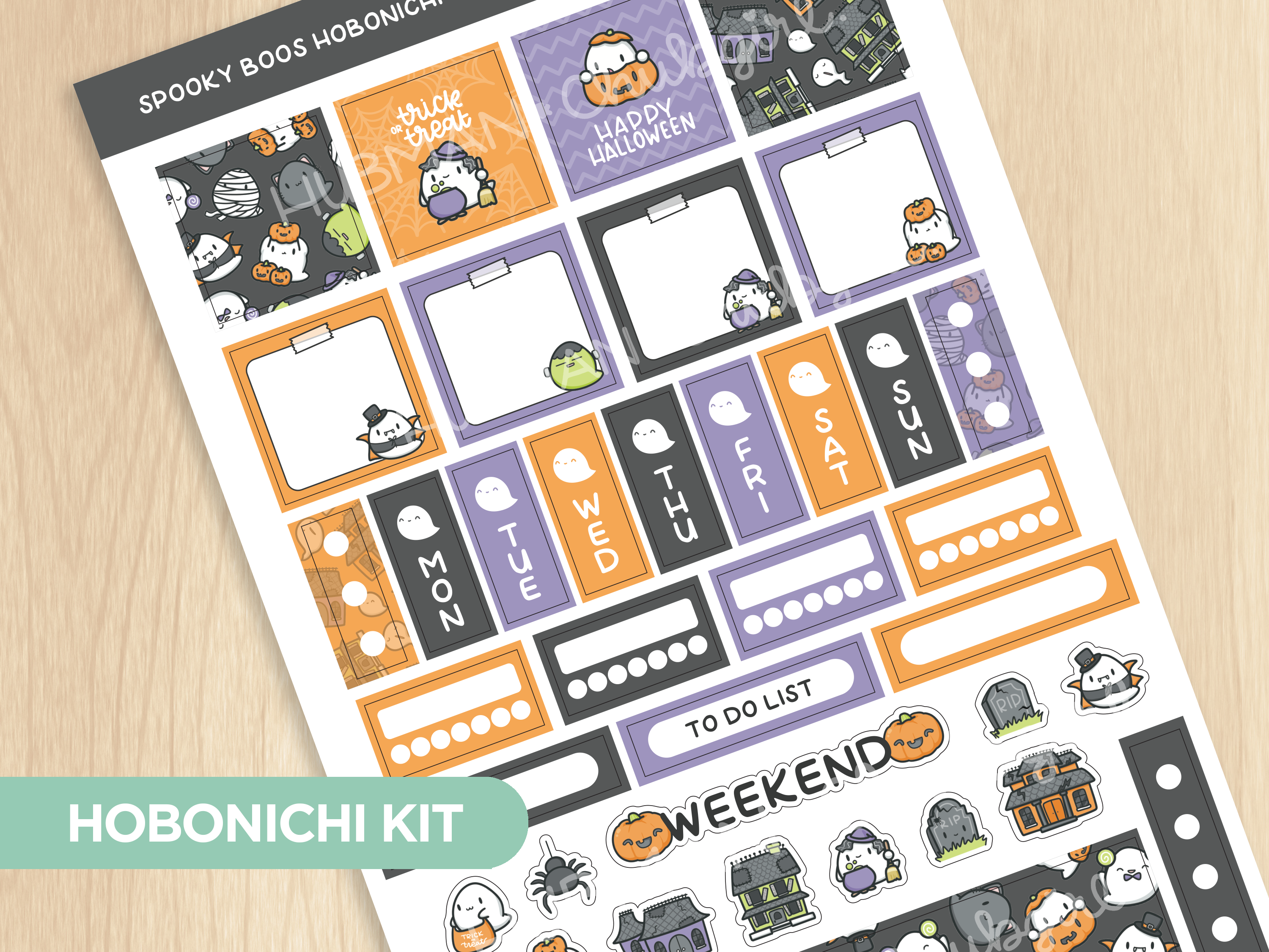 Spooky Boos Theme Hobonichi Weeks Kit