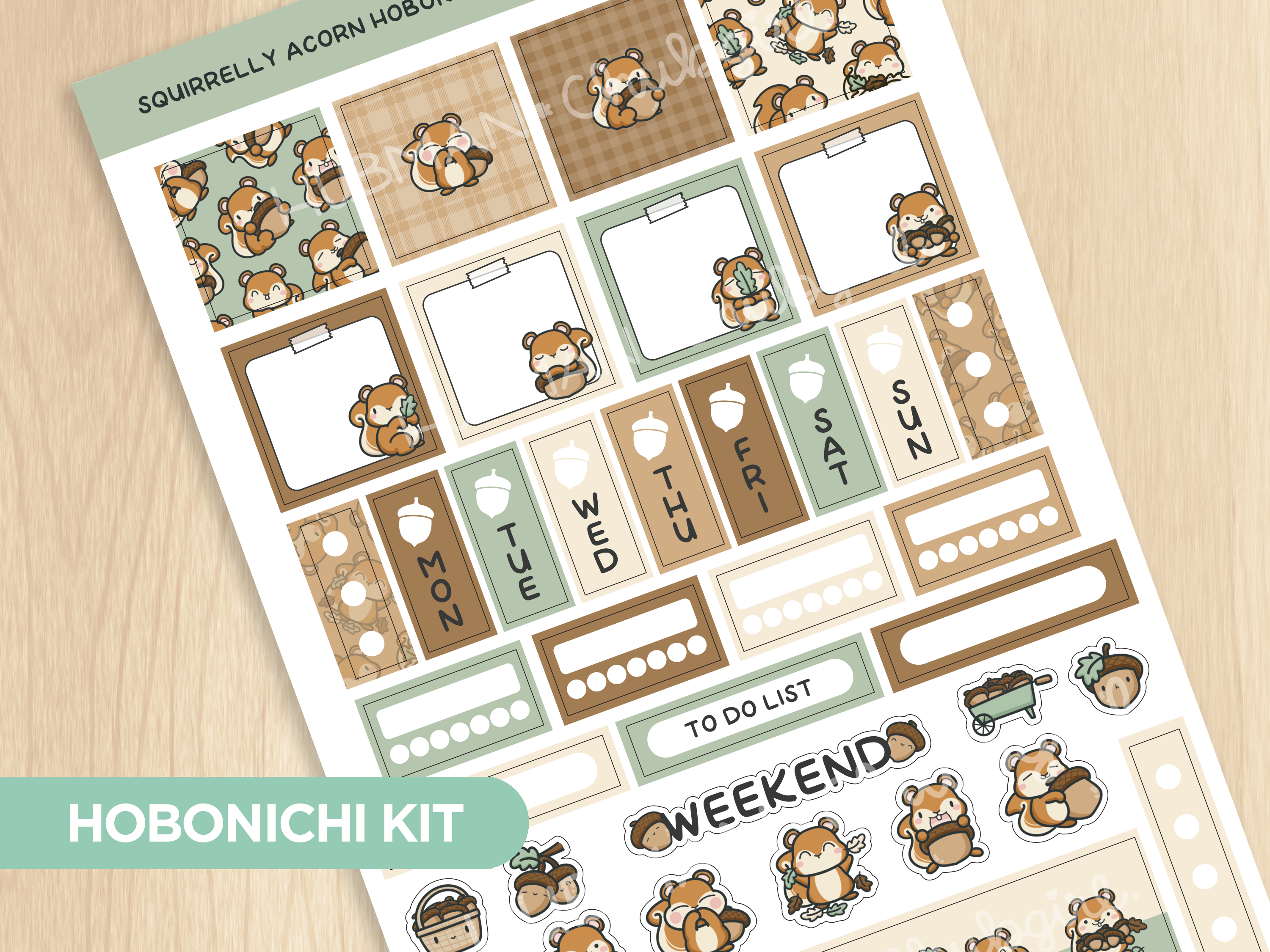 Squirrelly Acorn Theme Hobonichi Weeks Kit