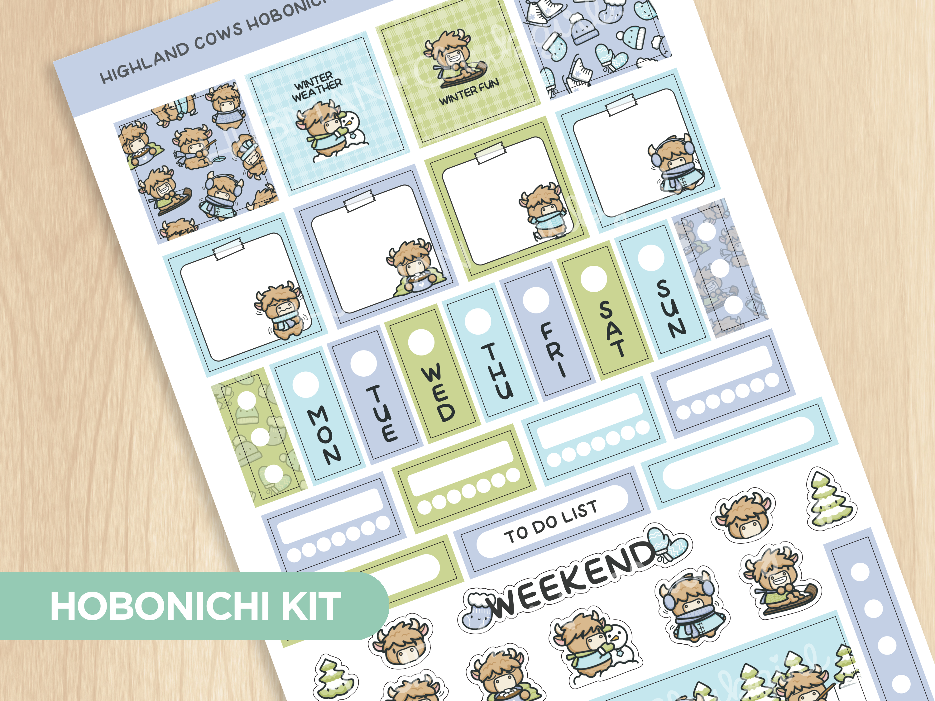 Winter Highland Cows Hobonichi Weeks Kit