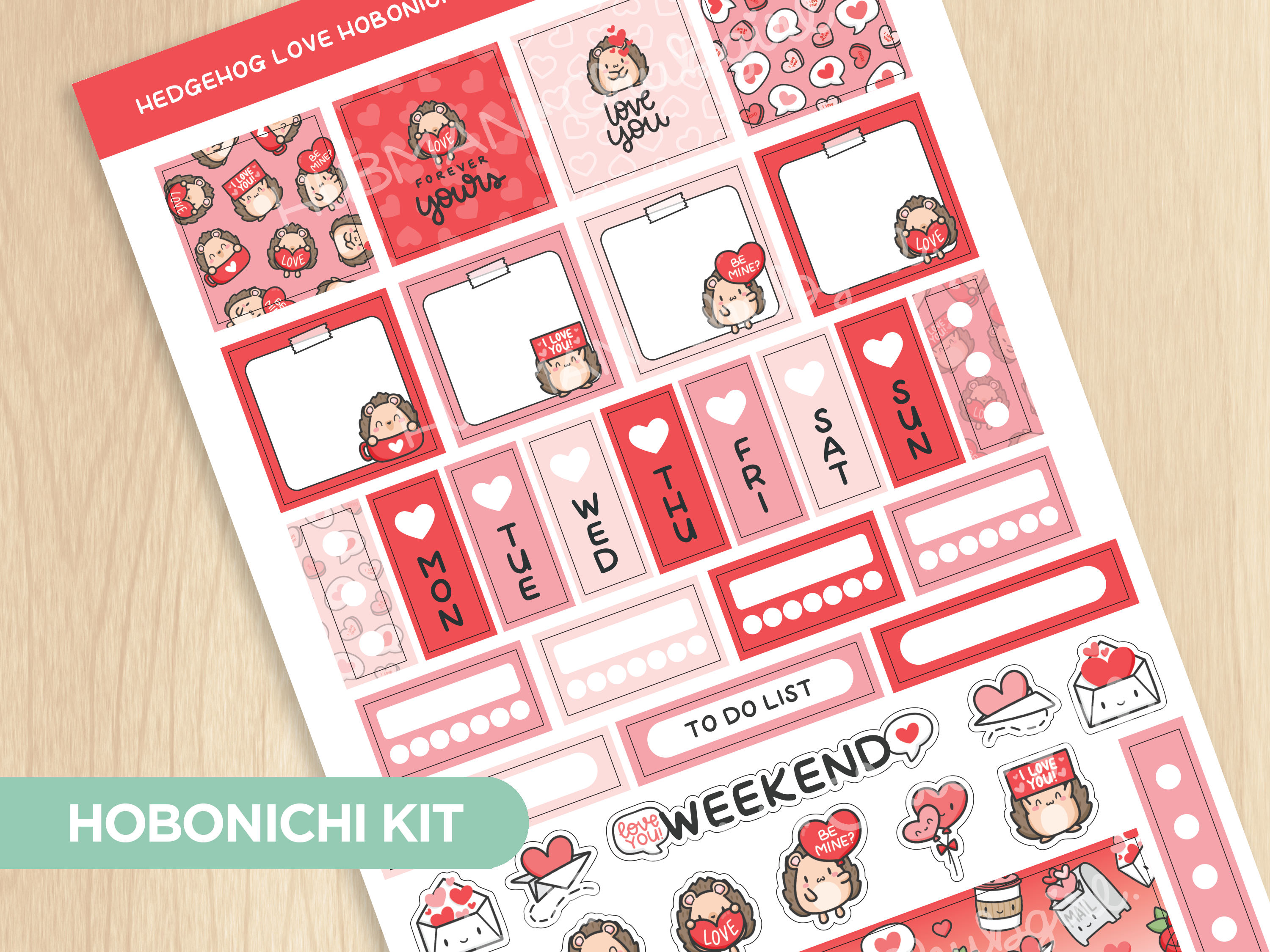 Hedgehog Love Theme Hobonichi Weeks Kit