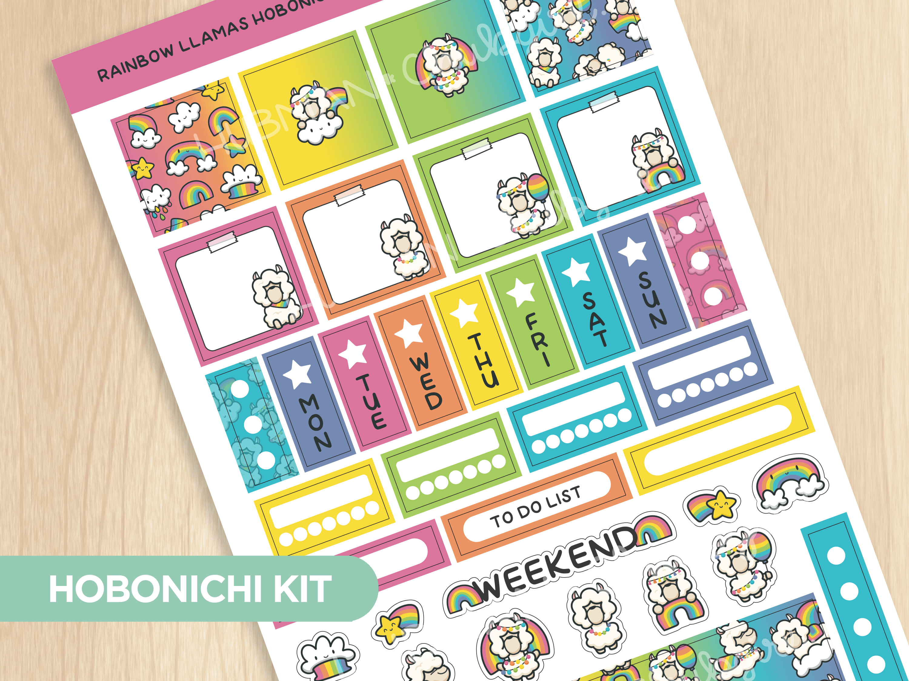 Rainbow Llamas Hobonichi Weeks Kit