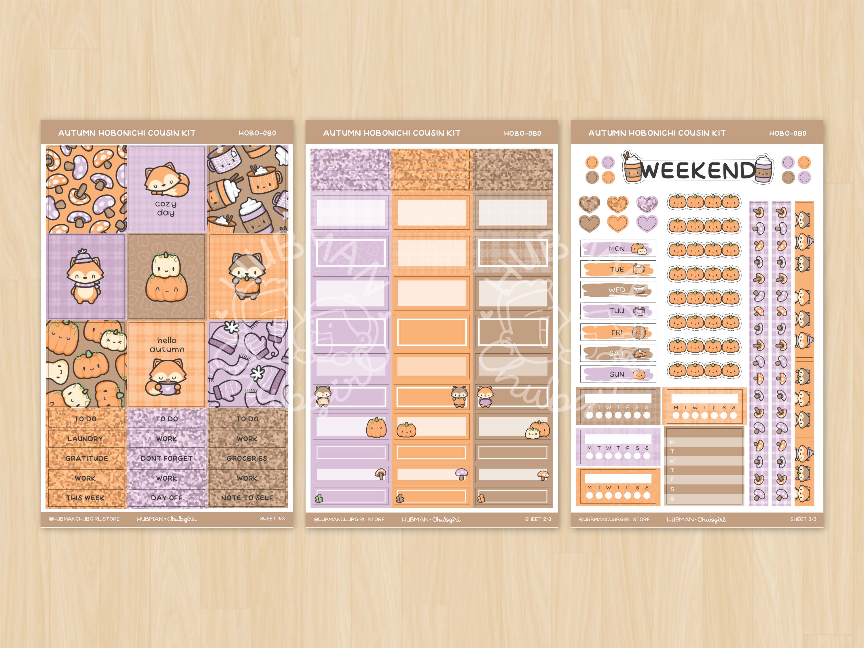 Autumn Theme Hobonichi Cousin Weekly Kit (Set of 3)