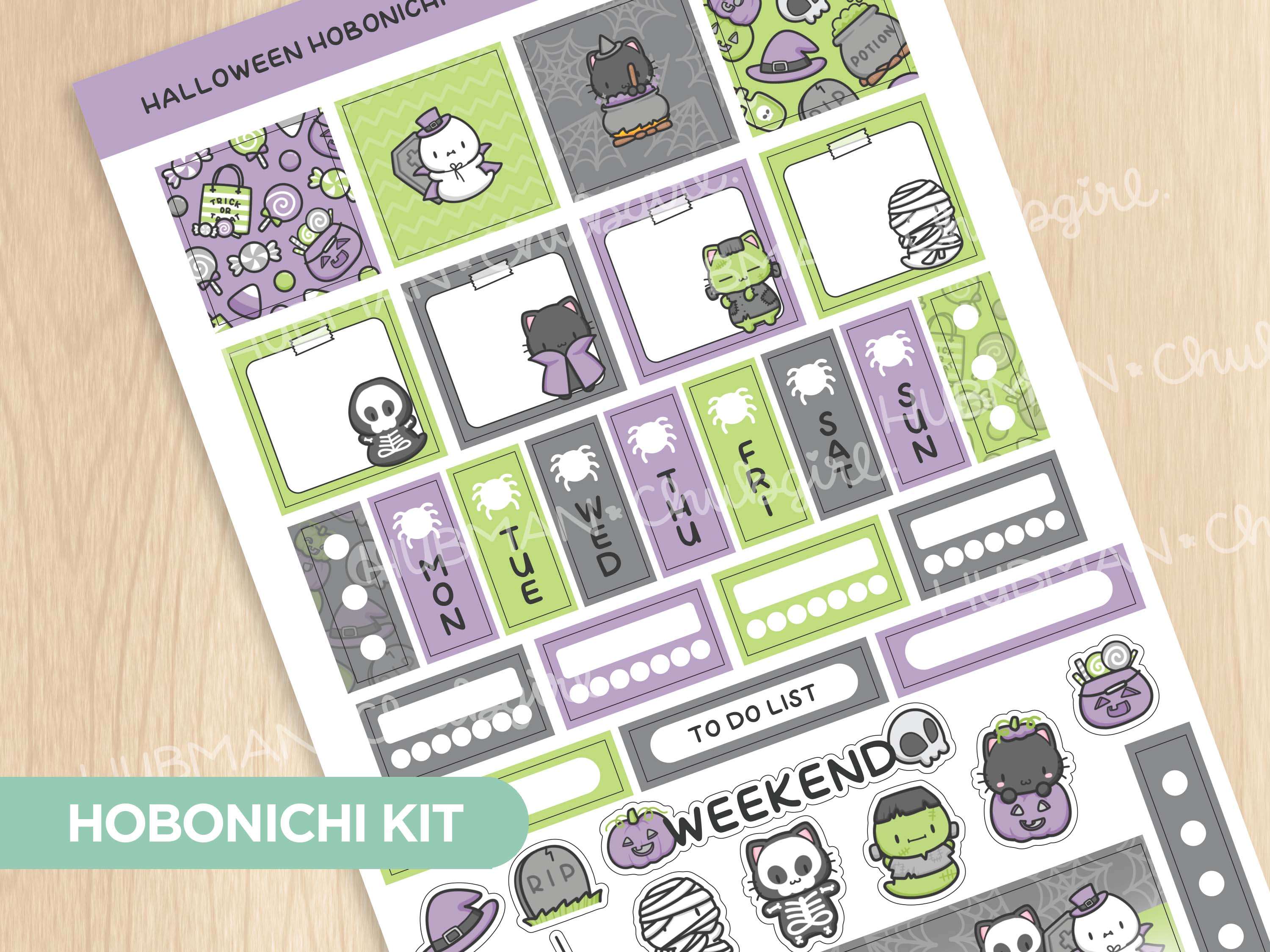 Spooky Kitties Theme Hobonichi Weeks Kit