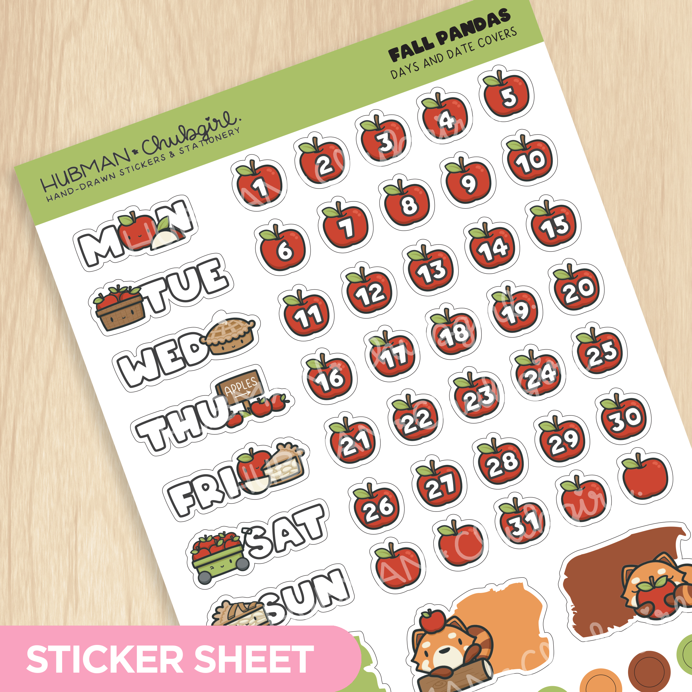 Fall Pandas Days and Date Covers