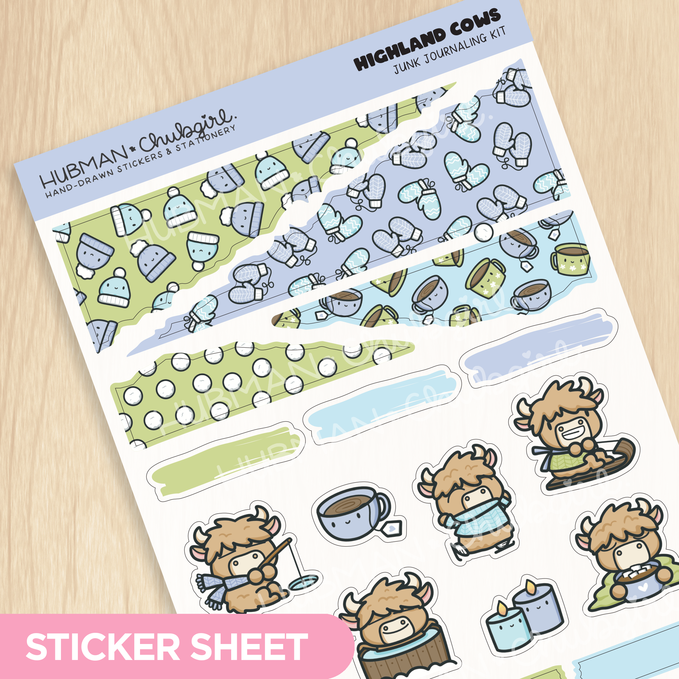Winter Highland Cows Junk Journaling Kit