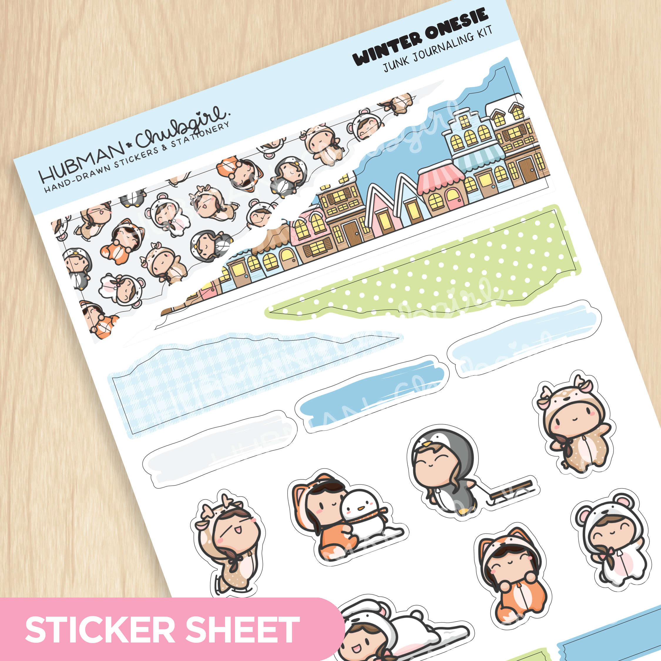 Winter Onesie Town Junk Journaling Kit