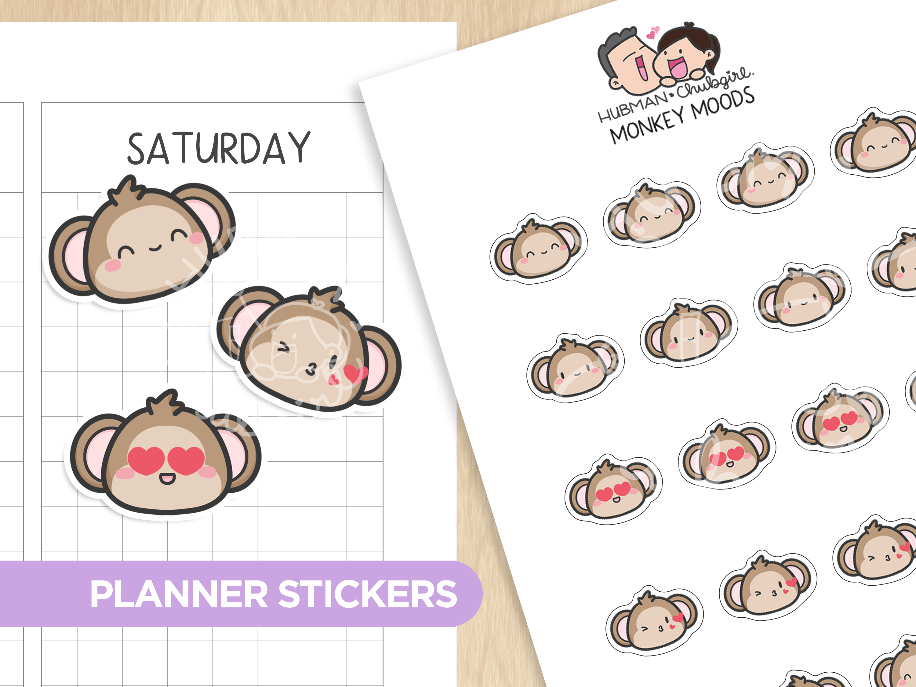 Monkey Moods Planner Stickers