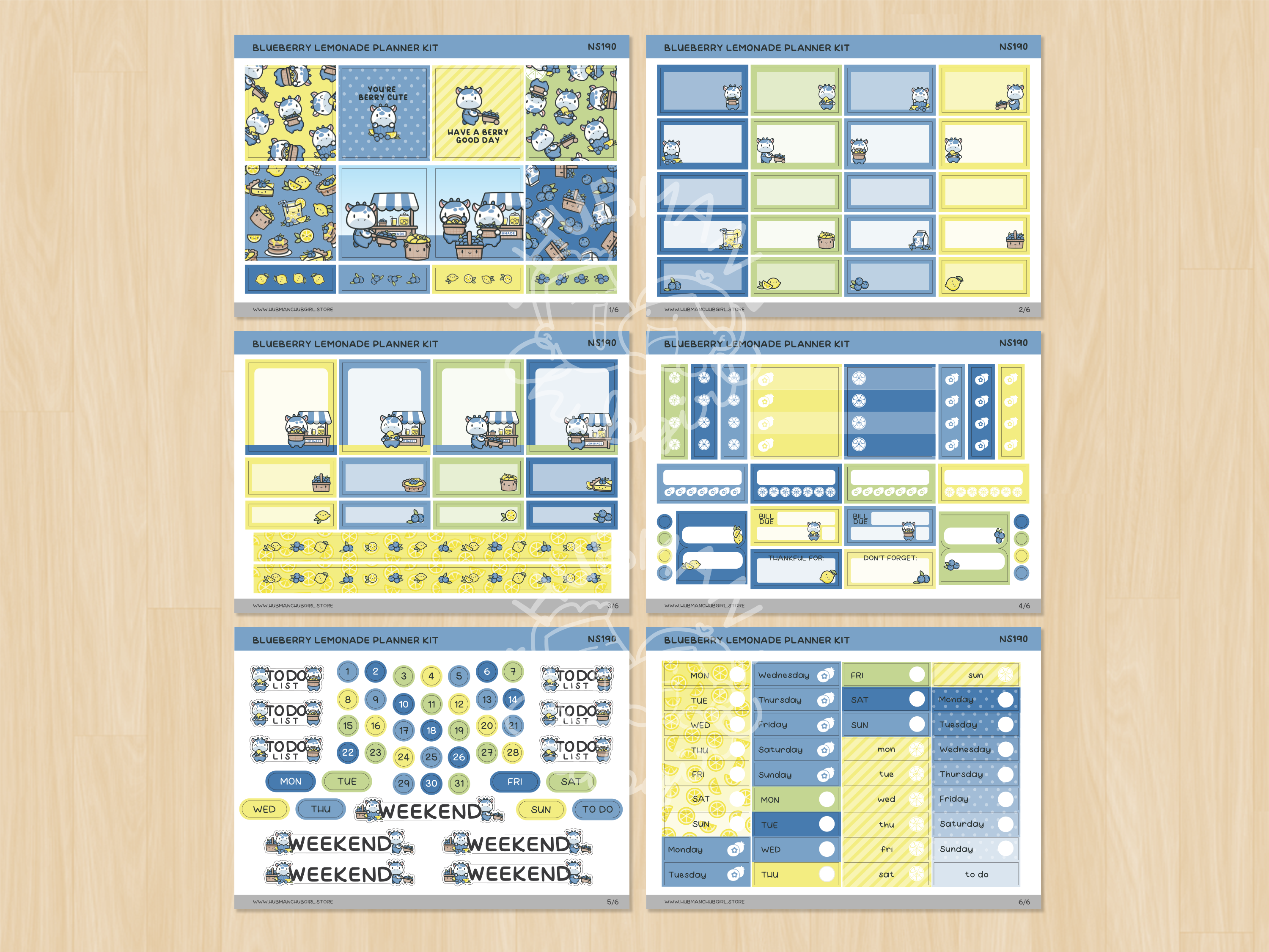 Blueberry Lemonade Planner Kit (Set of 6)