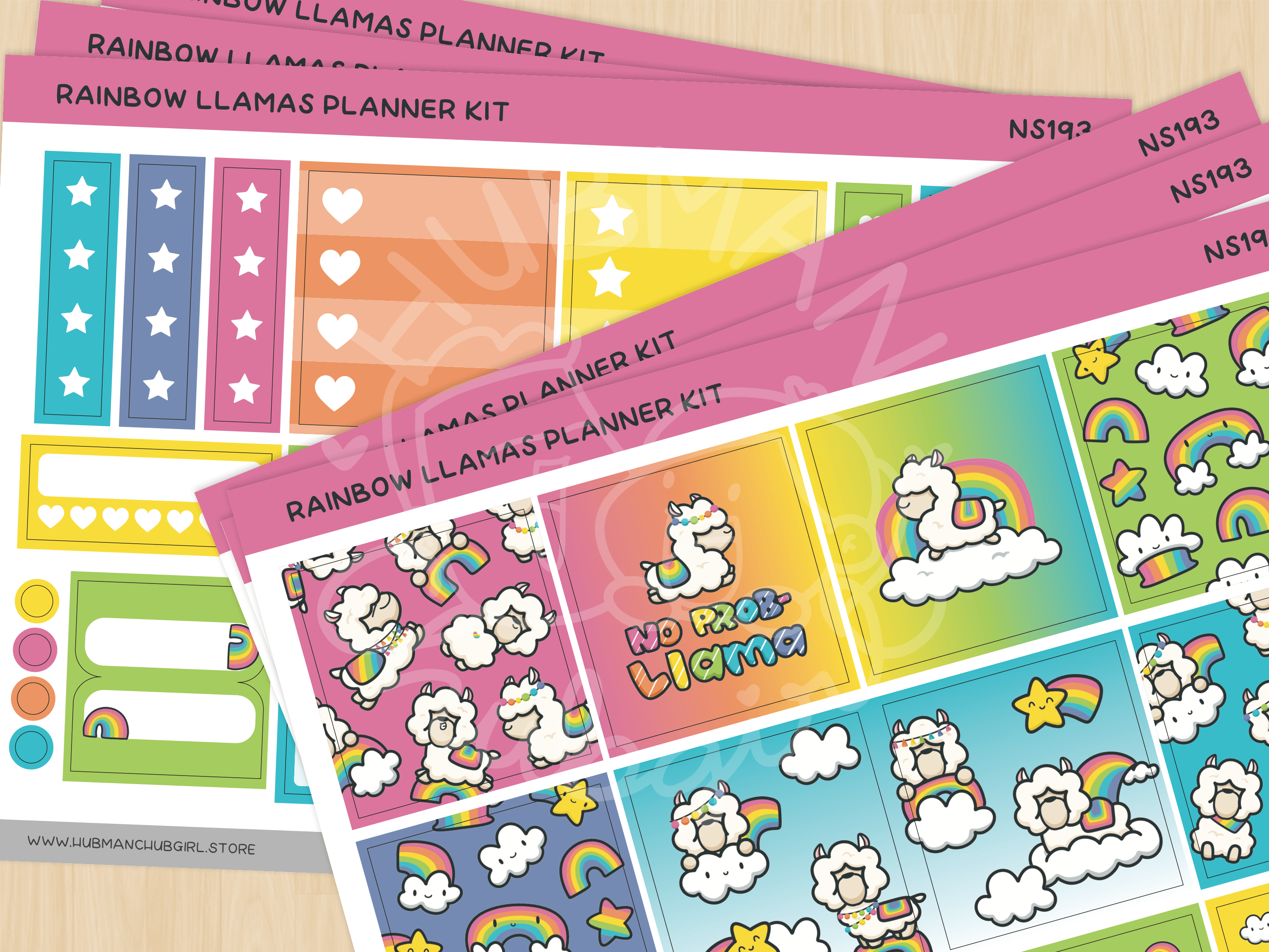 Rainbow Llamas Planner Kit (Set of 6)