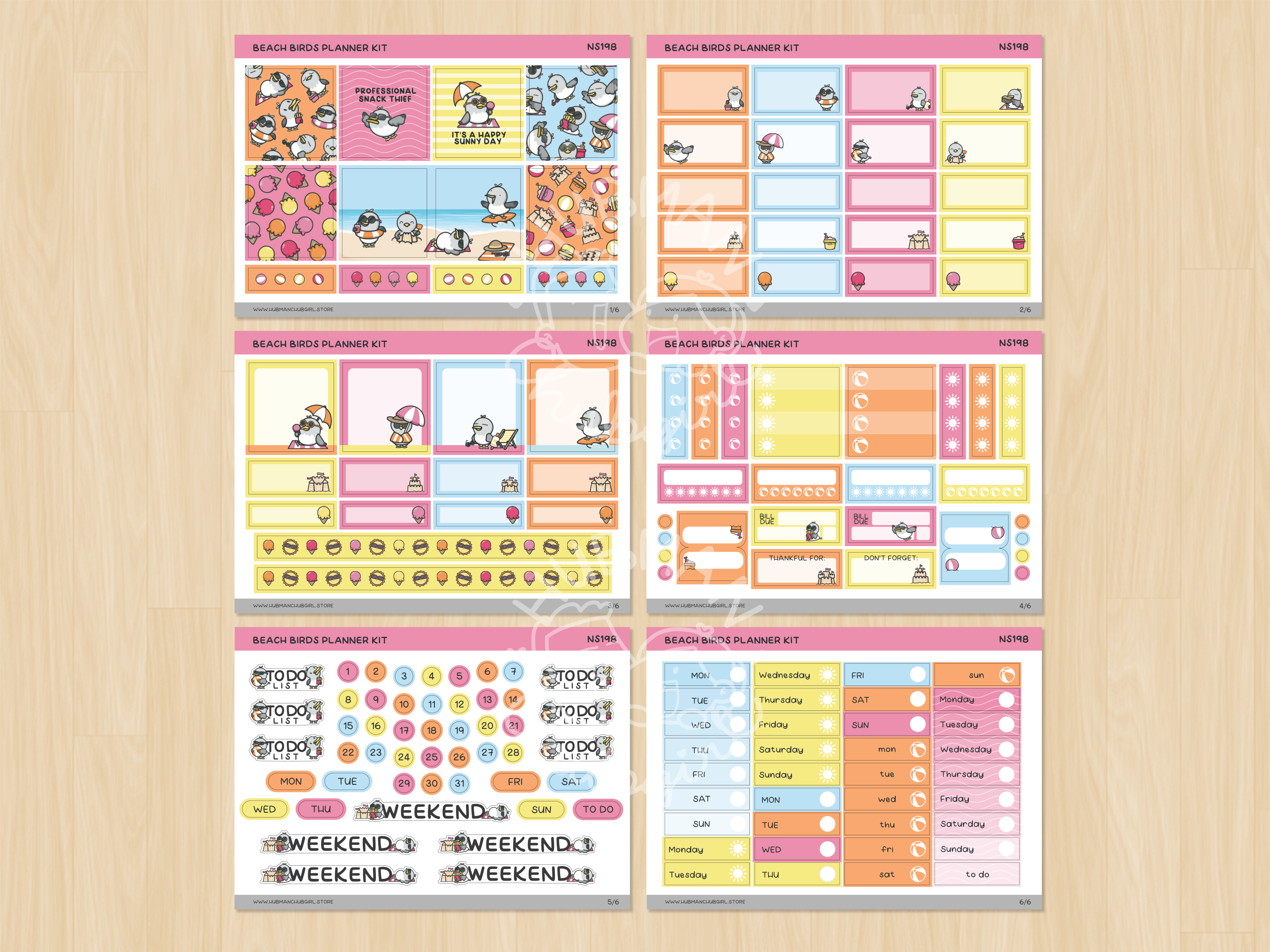 Beach Birds Planner Kit (Set of 6)