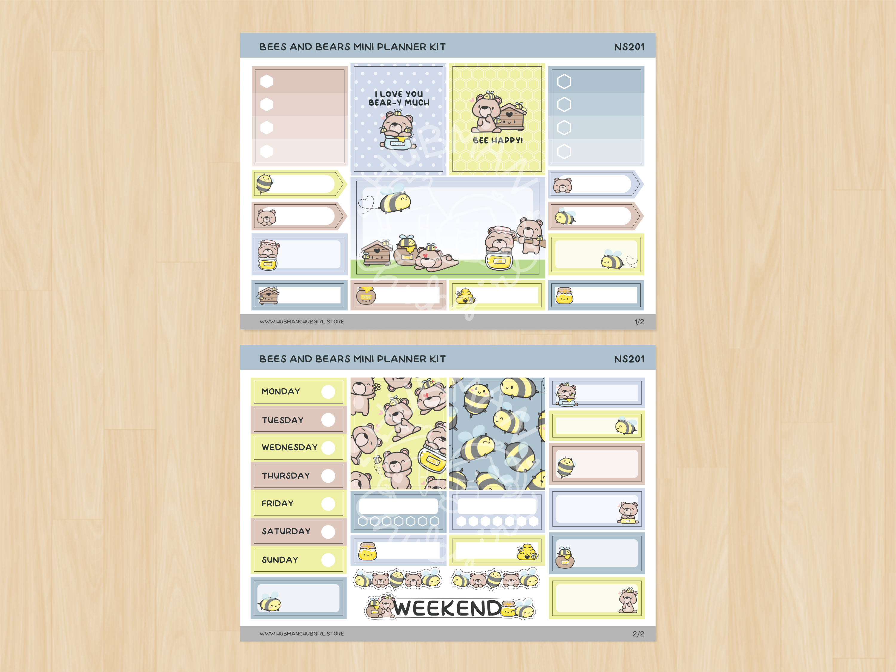 Bees and Bears Mini Planner Kit (Set of 2)