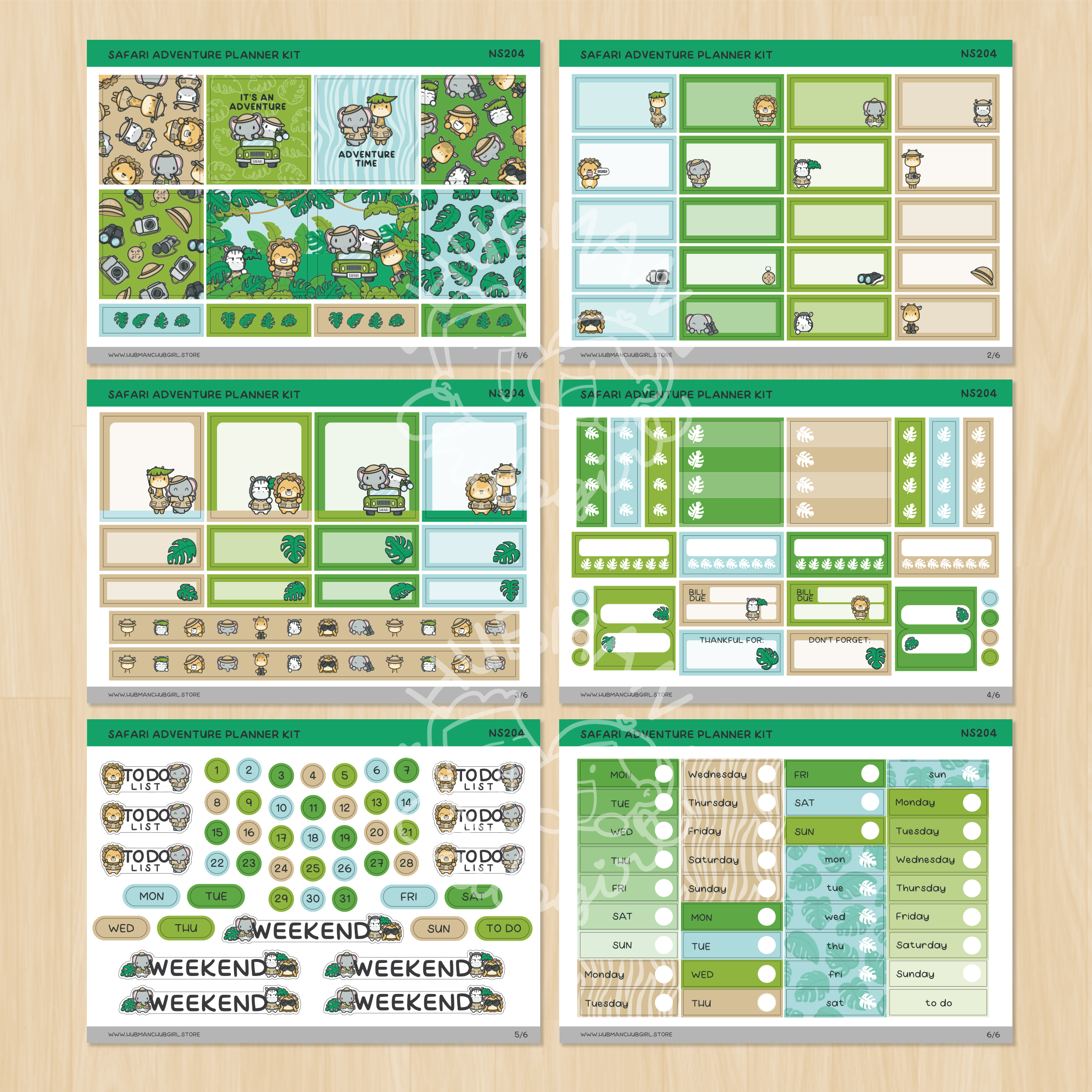 Safari Adventure Planner Kit (Set of 6)