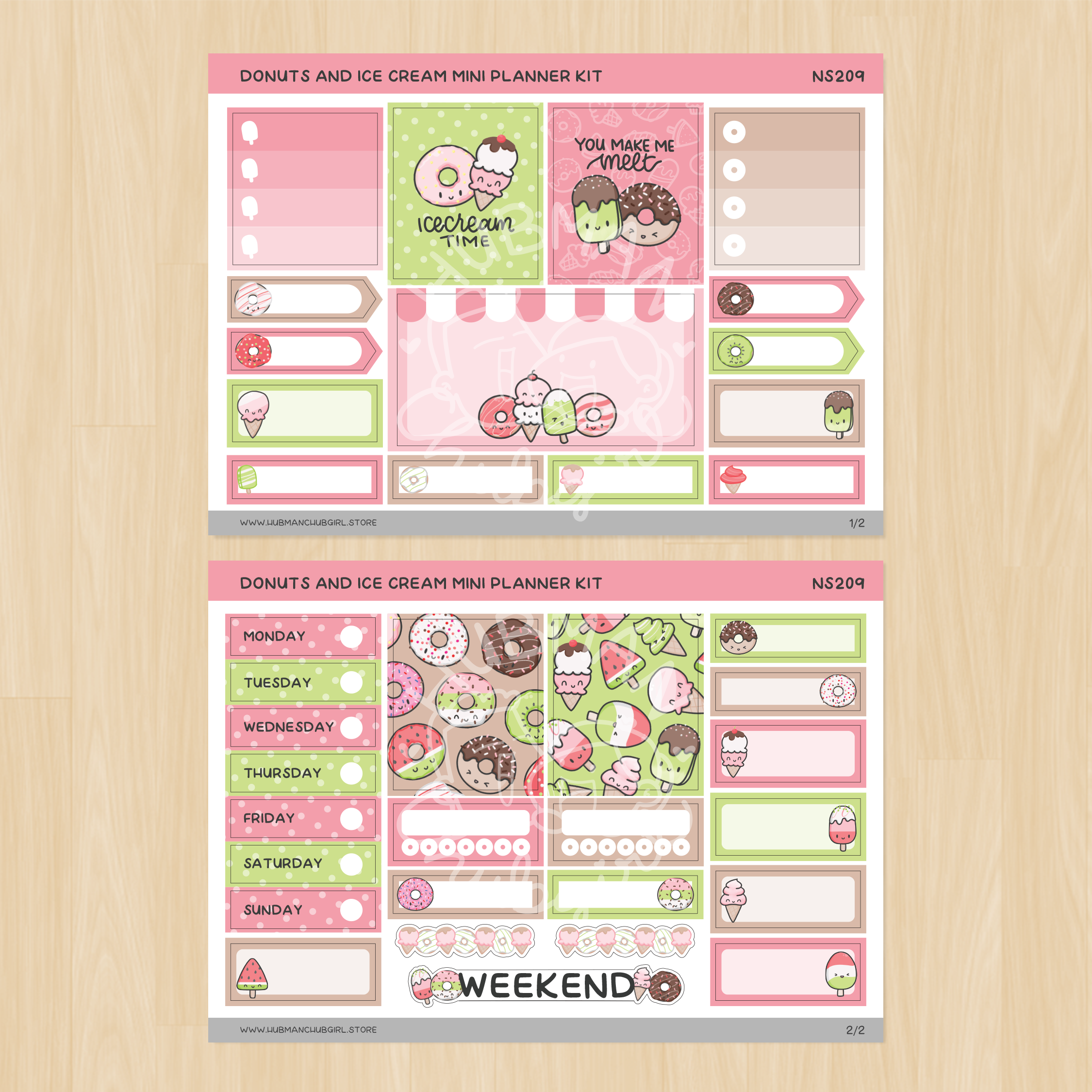 Donuts and Icecream Mini Planner Kit (Set of 2)