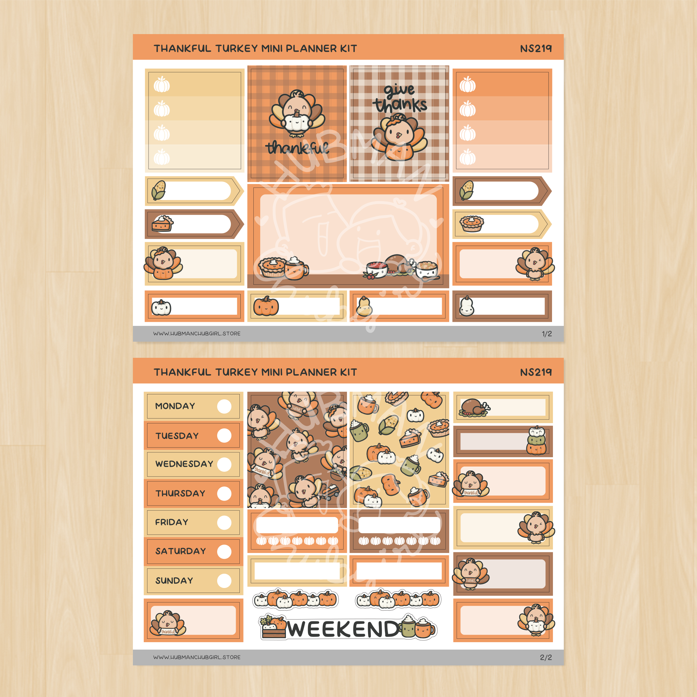 Thankful Turkey Mini Planner Kit (Set of 2)