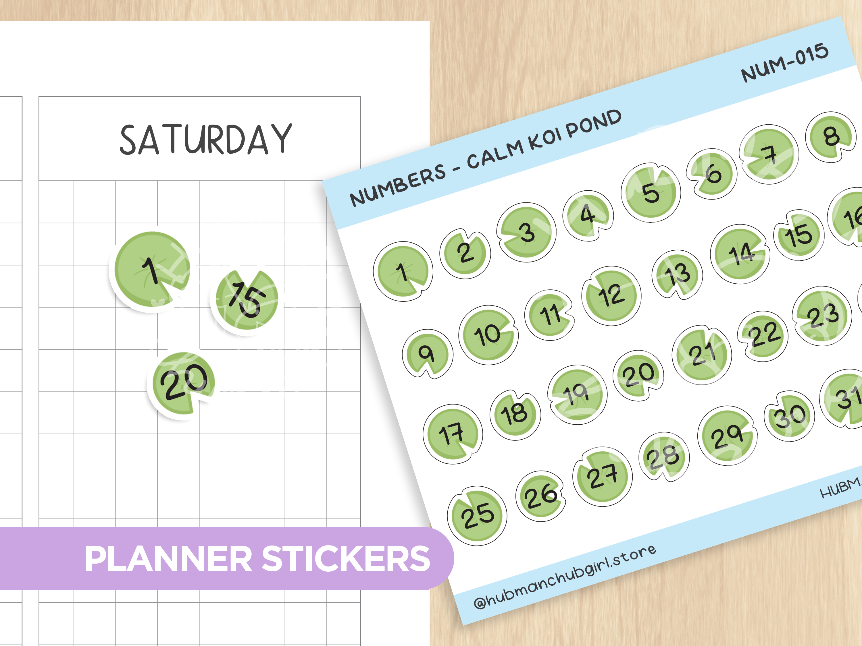 Numbers - Calm Koi Pond Planner Stickers