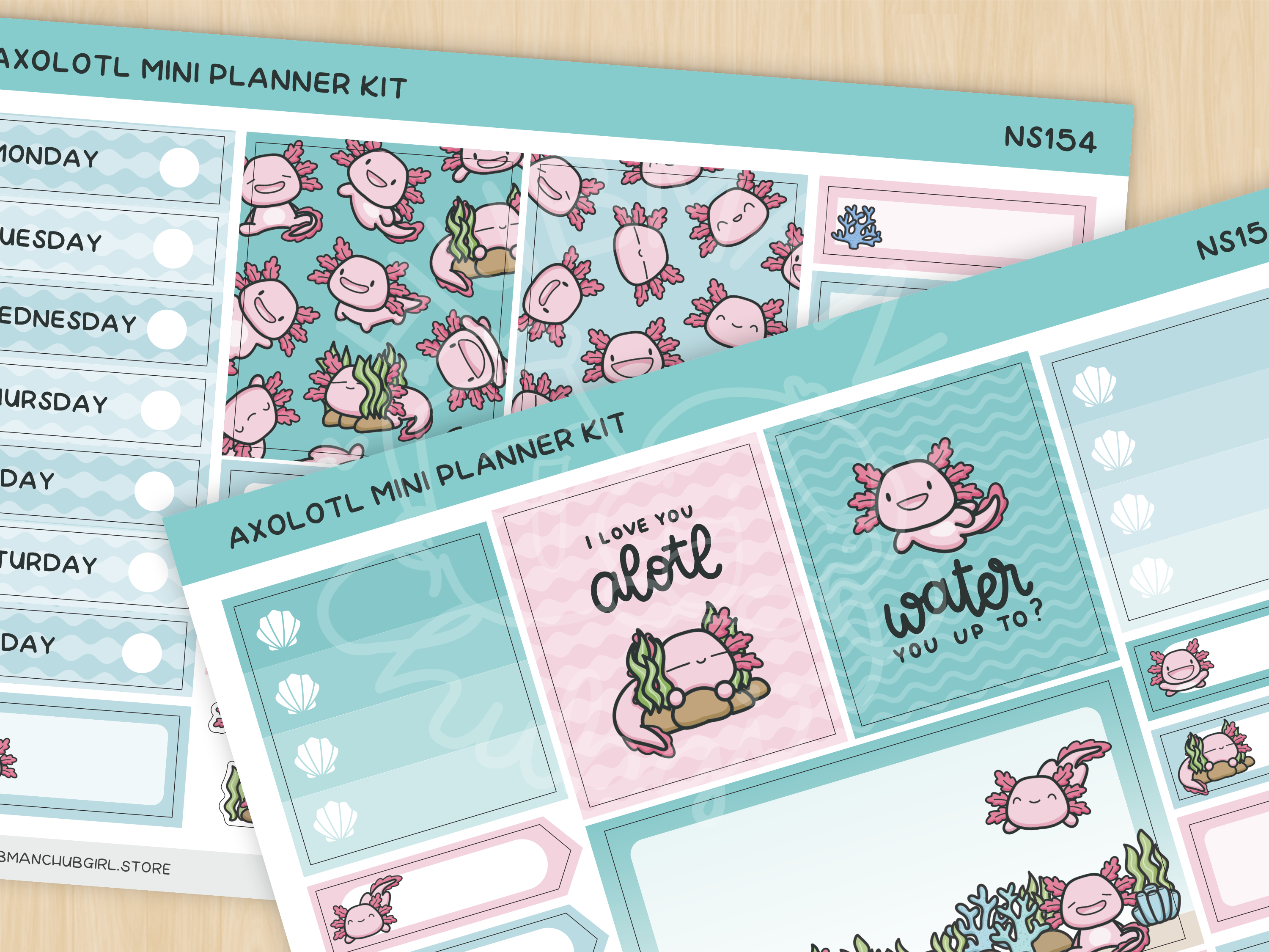 Happy Axolotl Mini Planner Kit (Set of 2)