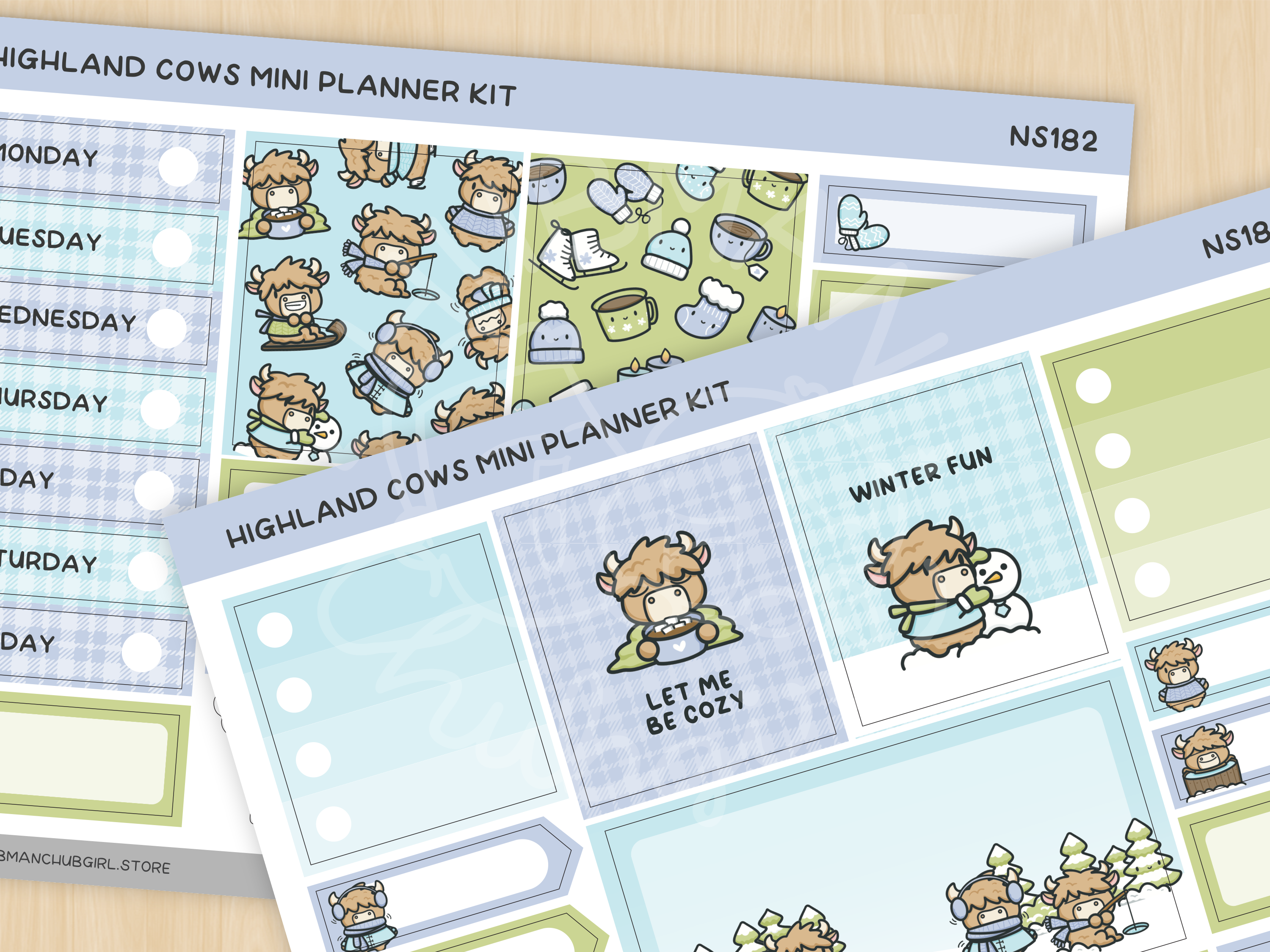Winter Highland Cows Mini Planner Kit (Set of 2)