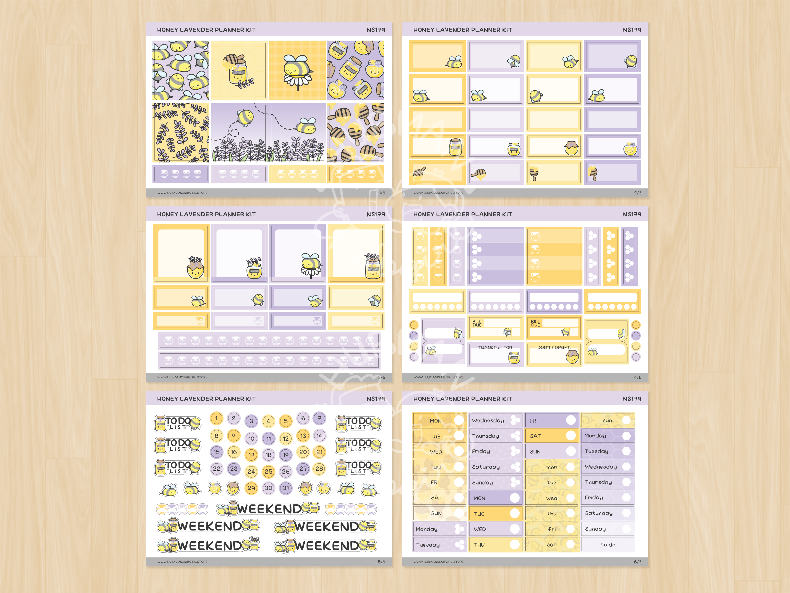 Honey Lavender Planner Kit (Set of 6)