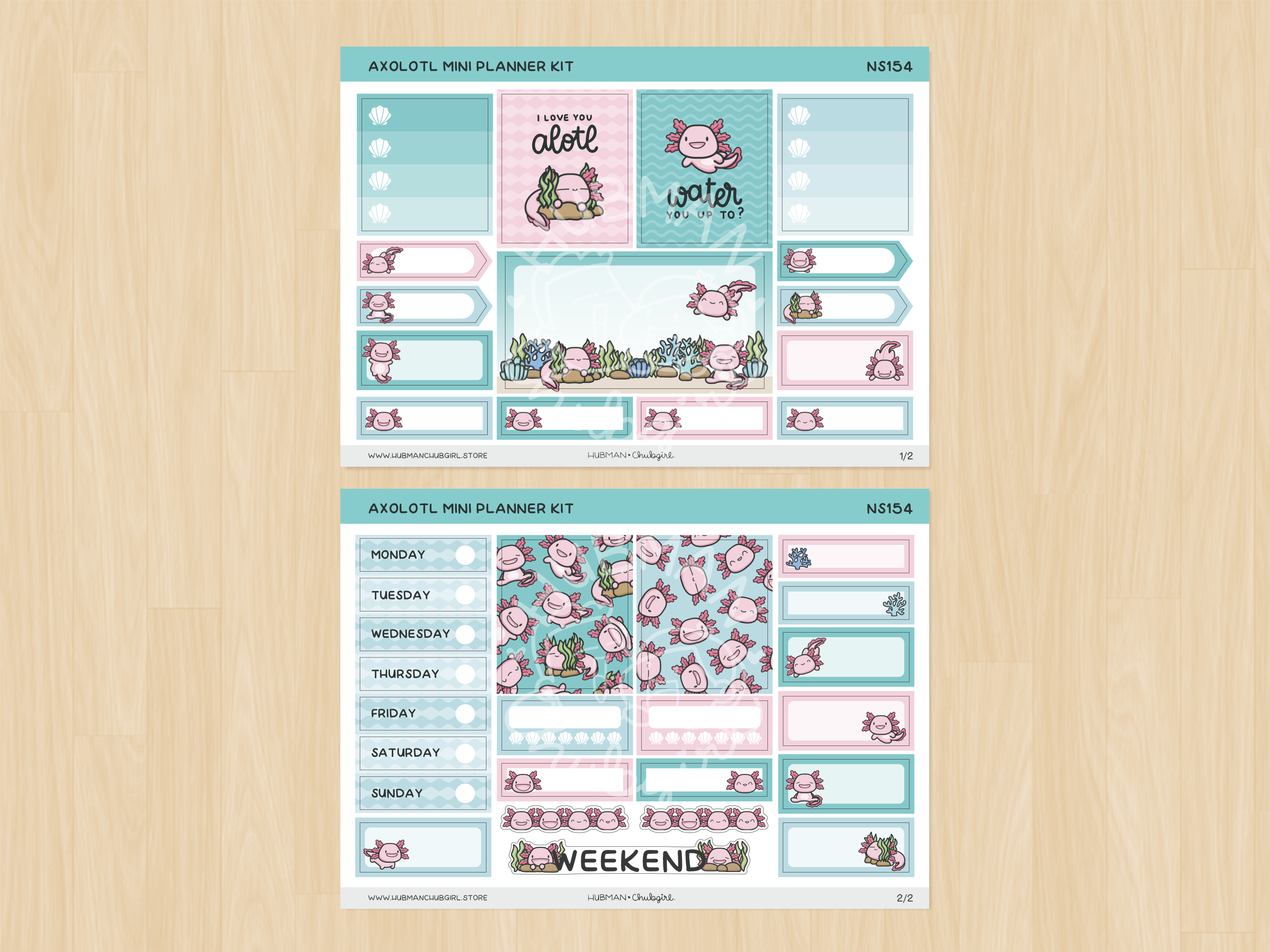 Happy Axolotl Mini Planner Kit (Set of 2)