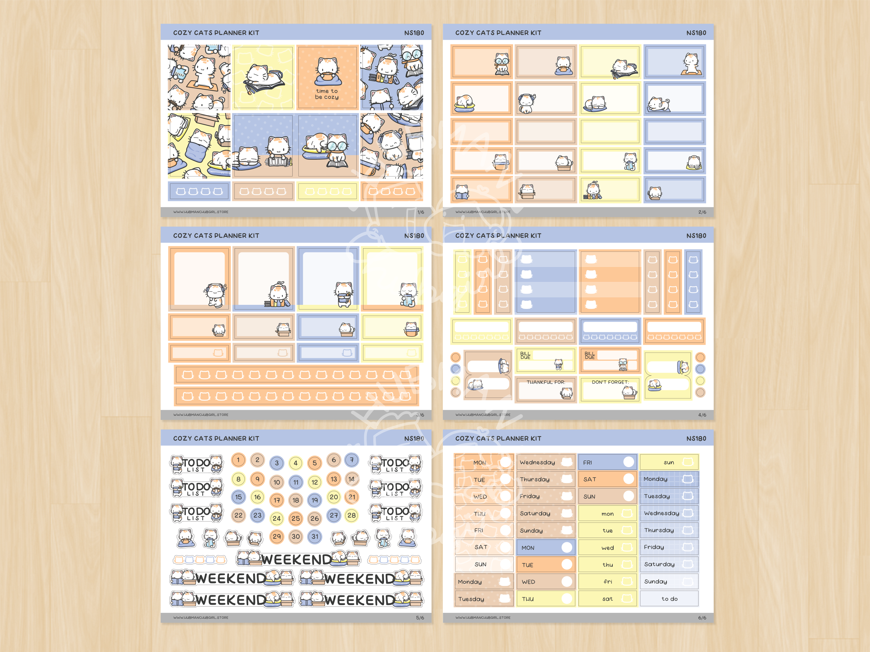 Cozy Cat Planner Kit (Set of 6)