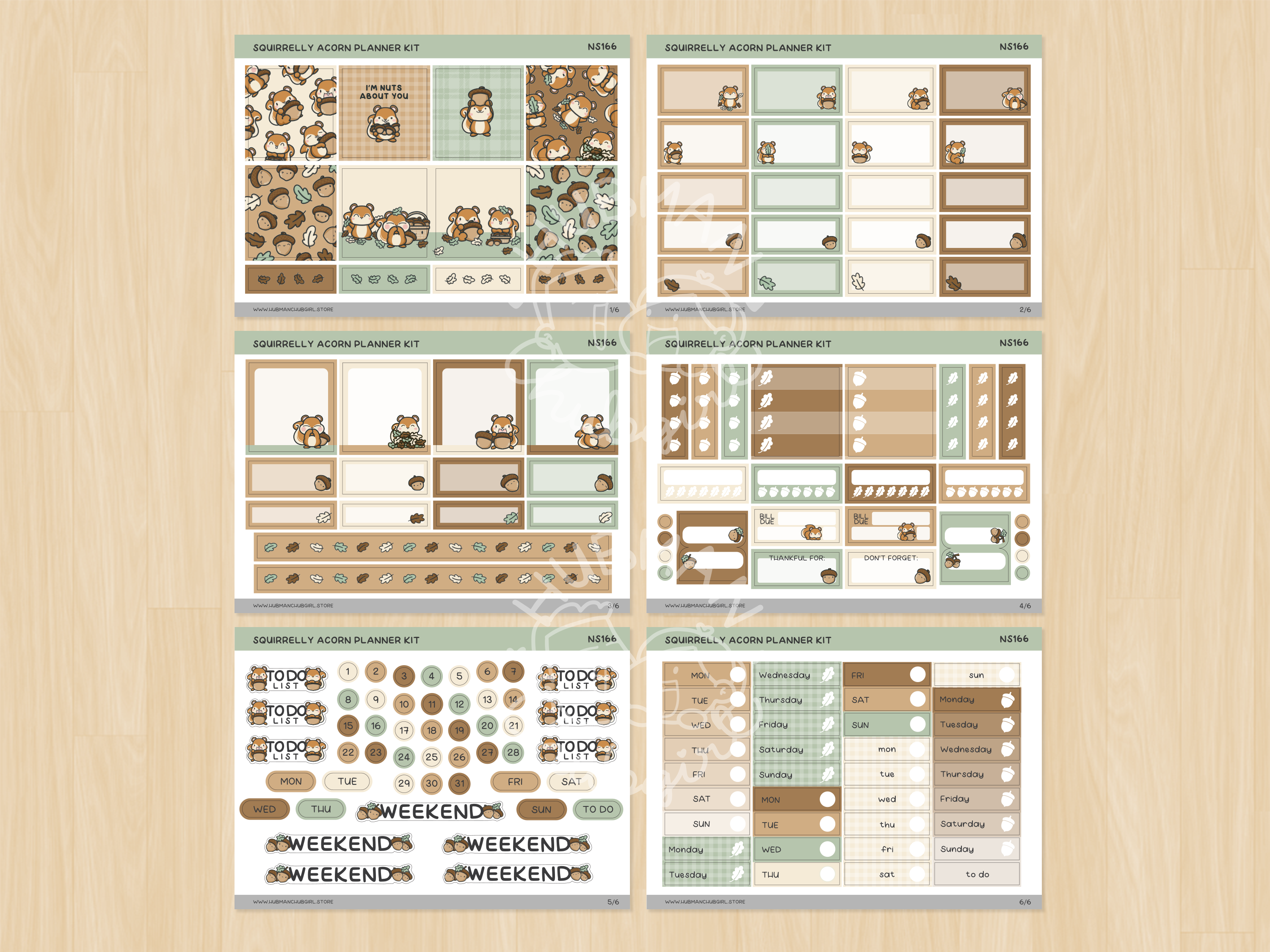 Squirrelly Acorn Planner Kit (Set of 6)