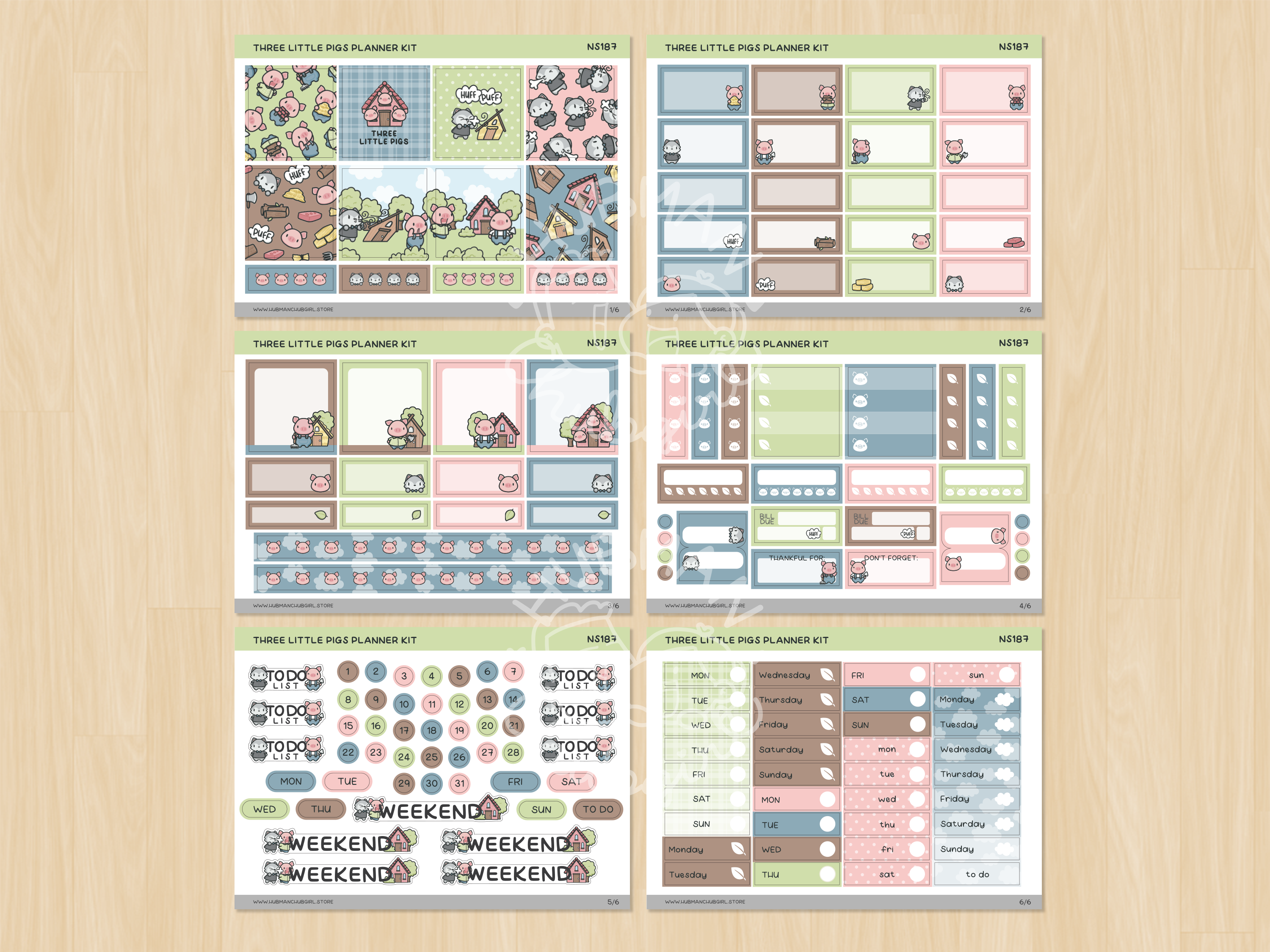 Three Little Pigs Planner Kit (Set of 6)