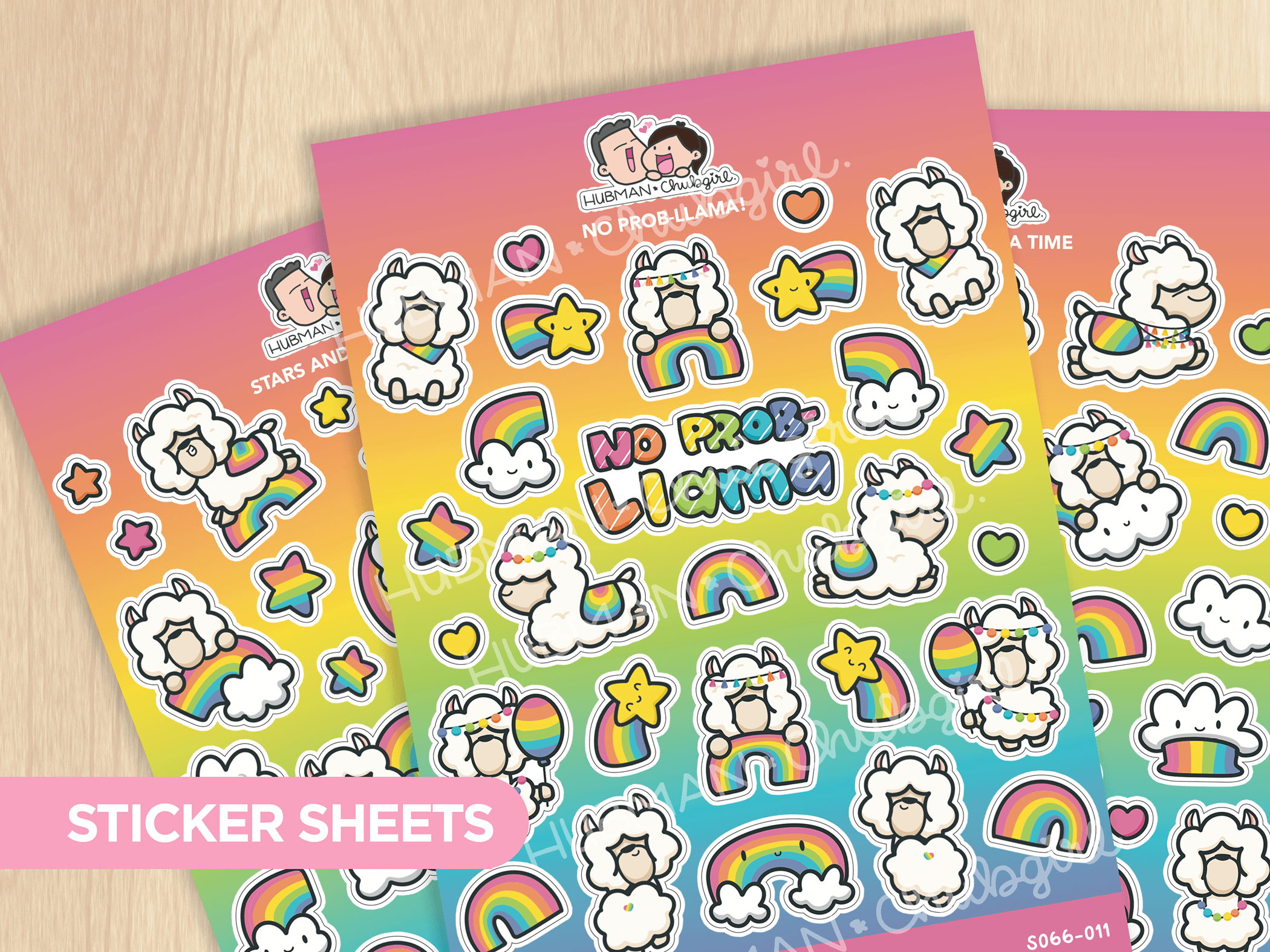 Rainbow Llamas Sticker Sheets (Set of 3)