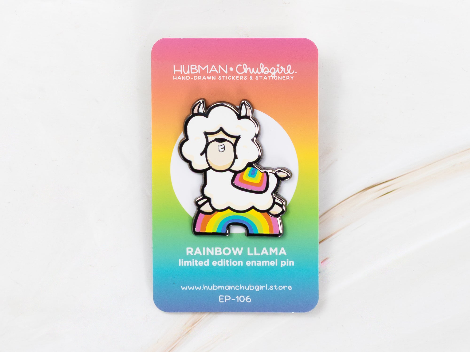 Rainbow Llama Pin