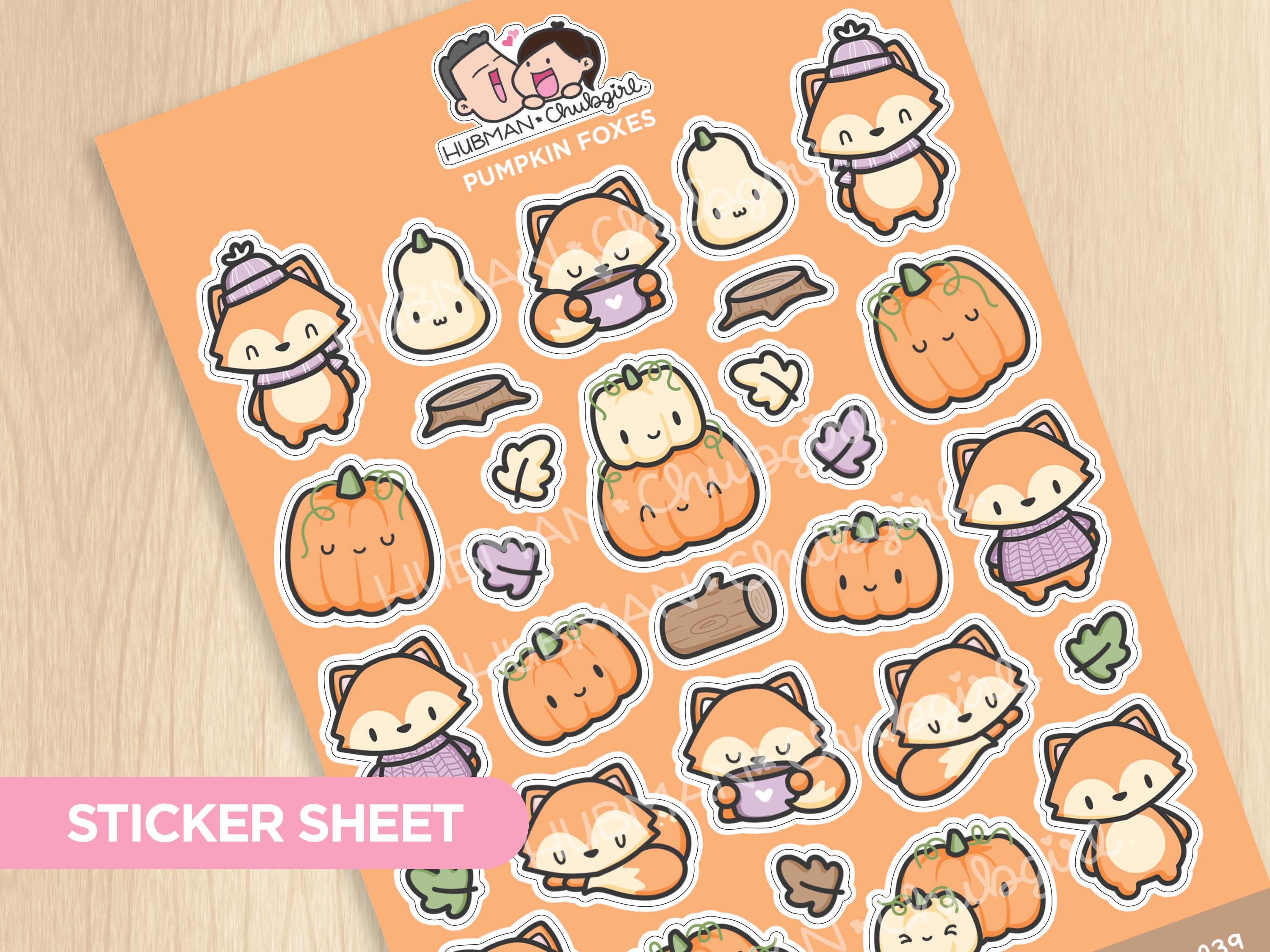 Pumpkin Fox Sticker Sheet