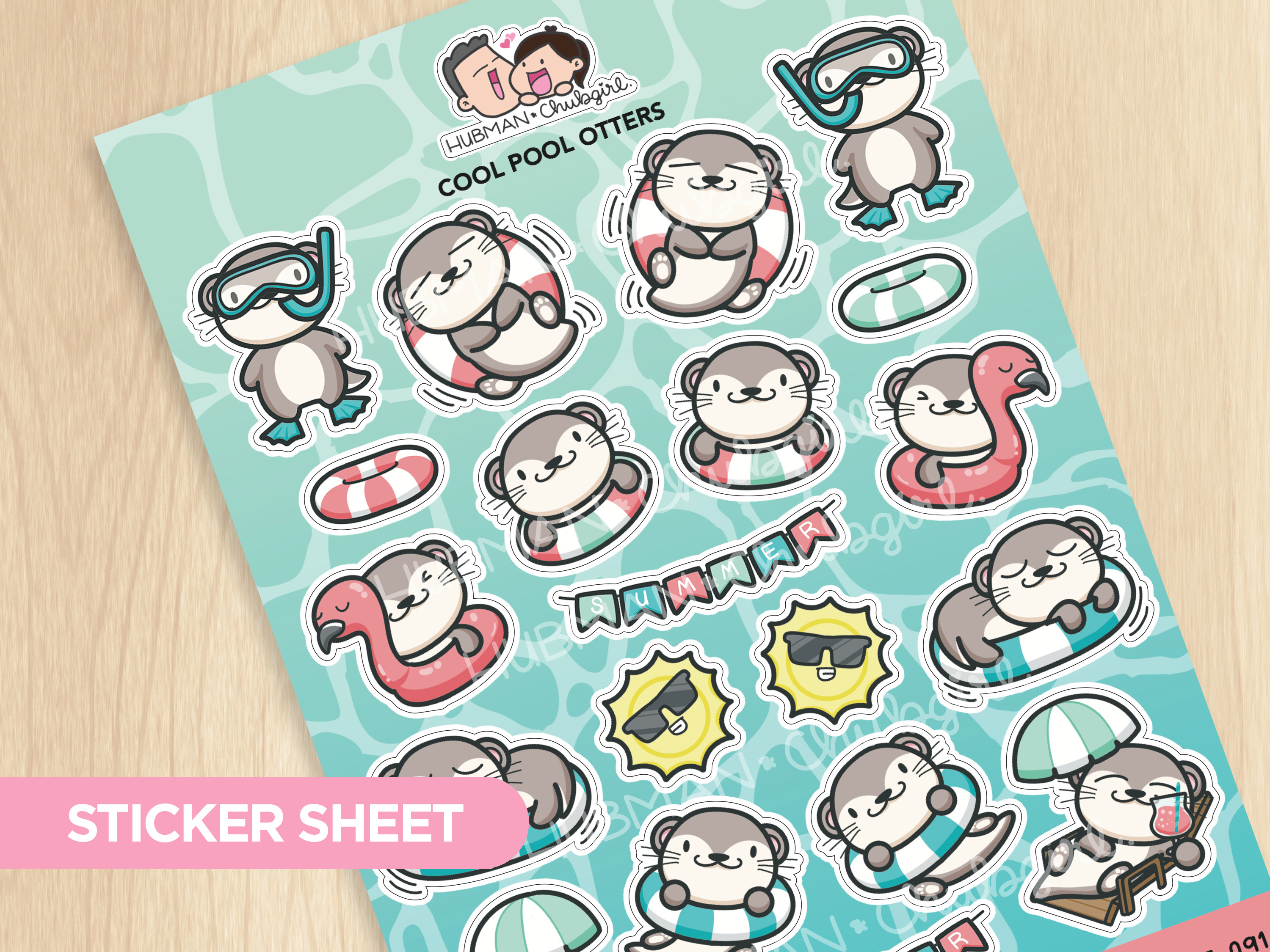 Cool Pool Otters Sticker sheet