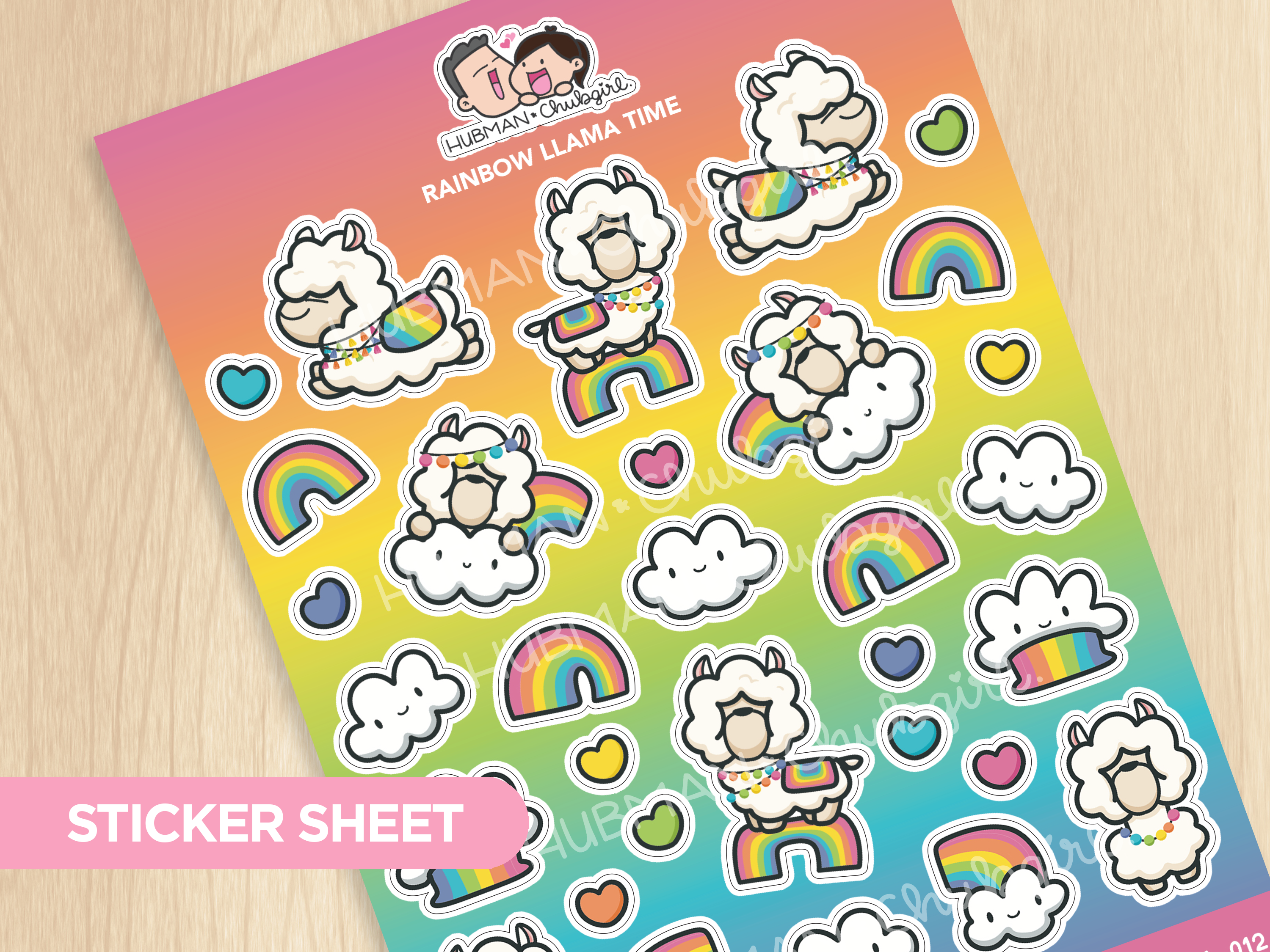 Rainbow Llama Time Sticker Sheet