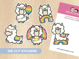 Rainbow Llamas Die Cut Stickers