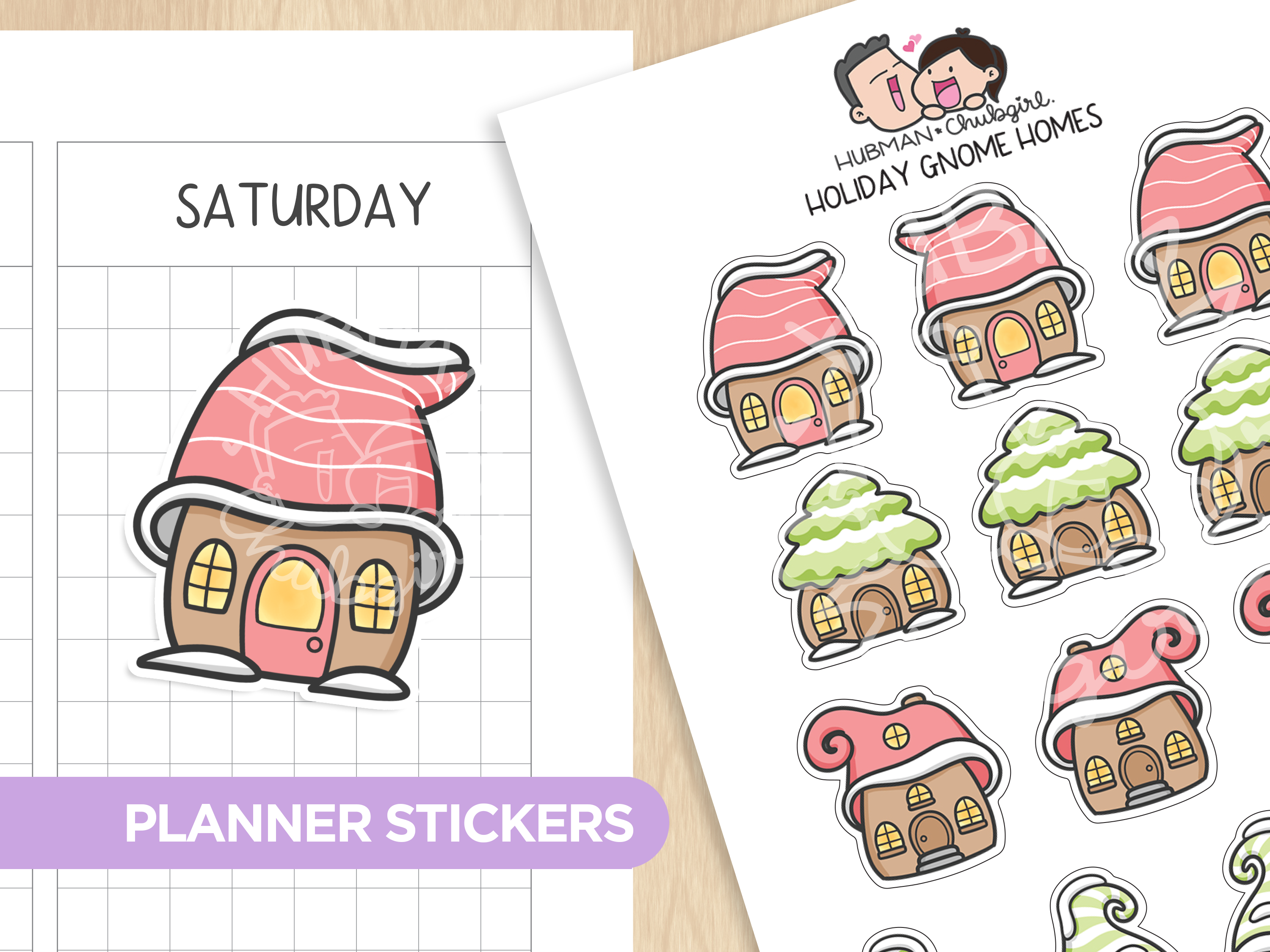 Holiday Gnome Homes Planner Stickers