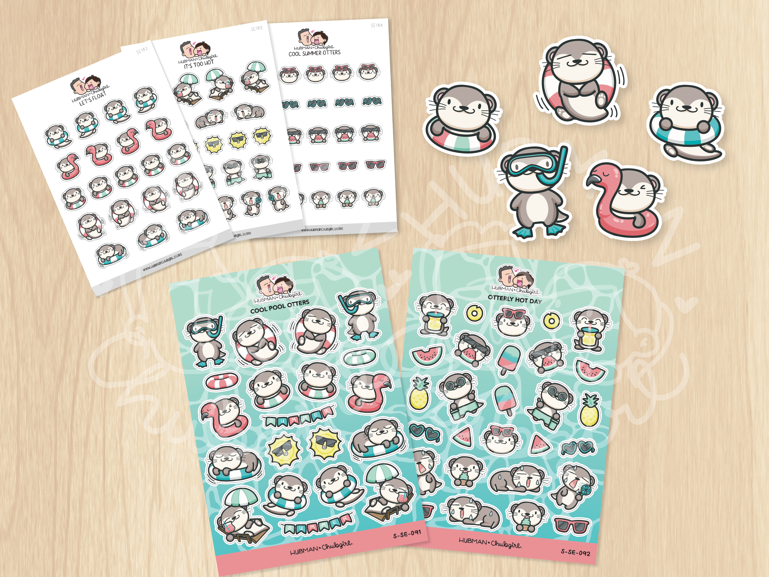 Summer Otters Sticker Set