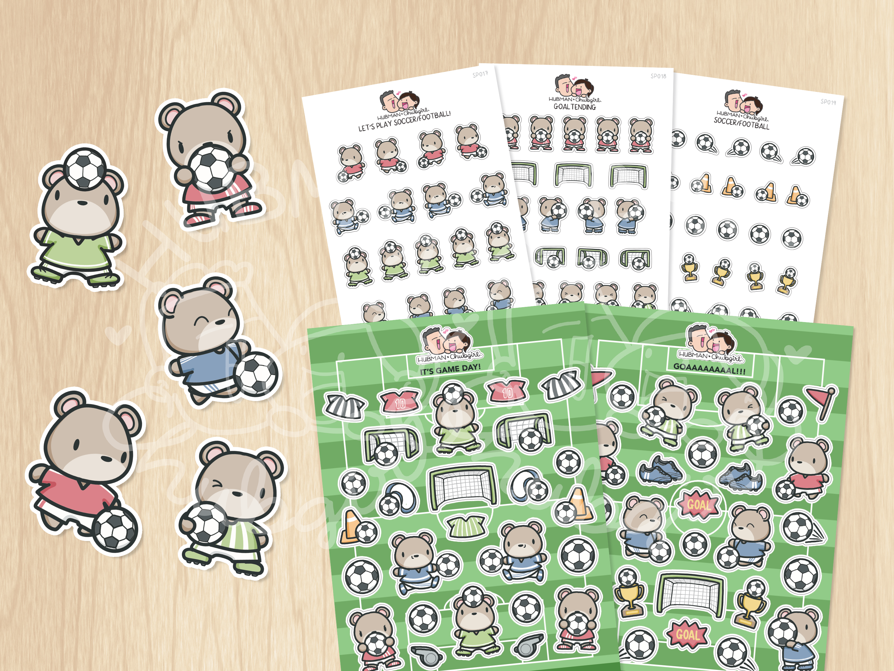 Soccer Bears Sticker Set