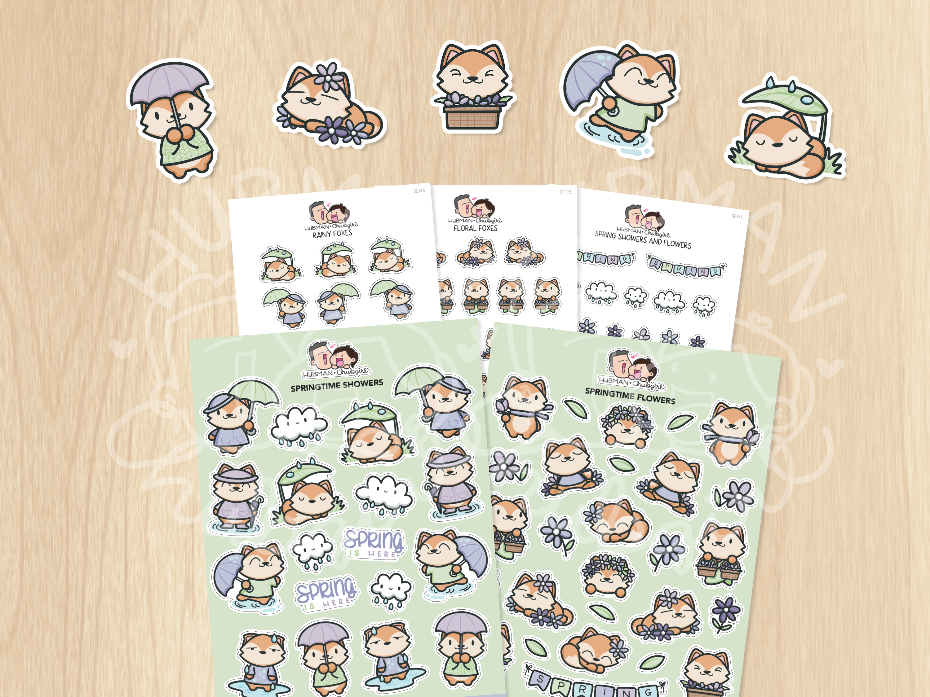 Spring Foxes Sticker Set