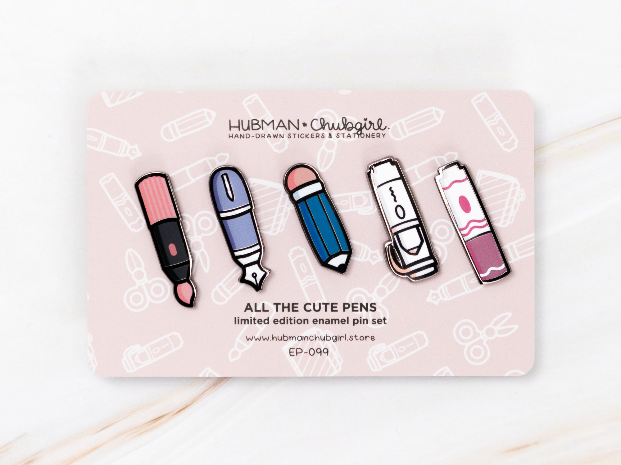 小物 Pi-man All the Cute Pens Pins (Set of 5) – Hubman and Chubgirl