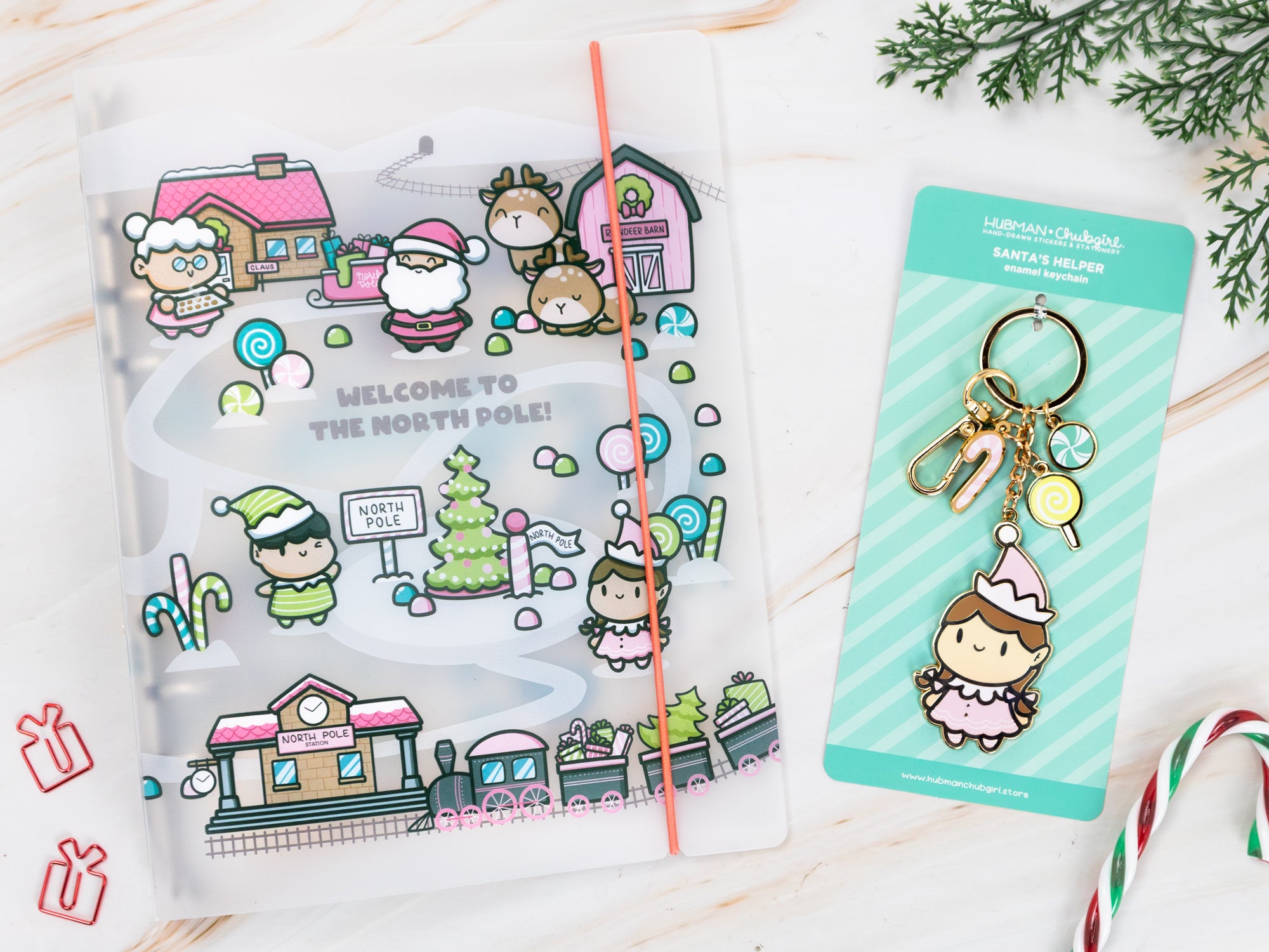 North Pole Mini Bundle - Small Binder + Enamel Keychain