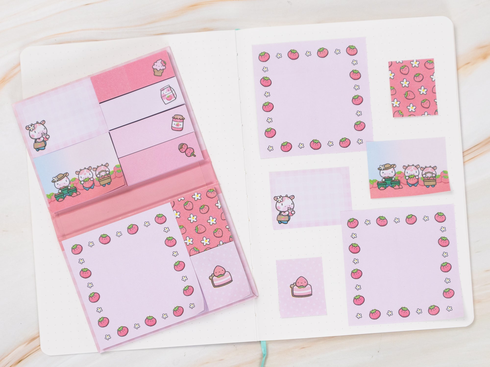 Strawberry Harvest Sticky Notes Book