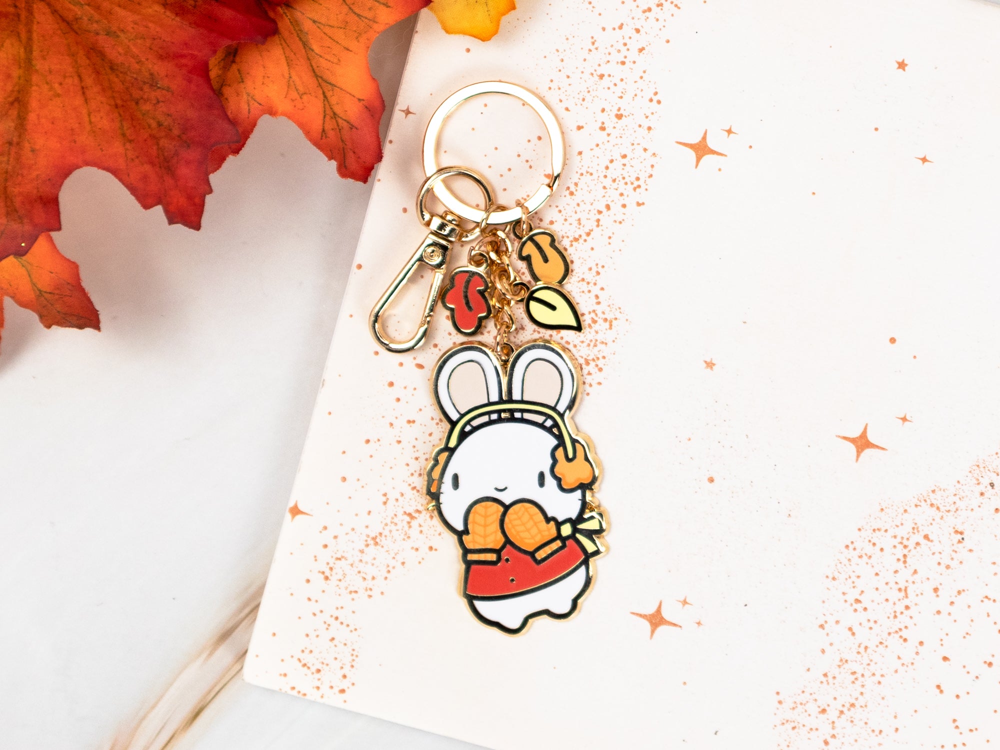 Cozy Bunny Enamel Keychain