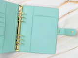 Vegan Leather Binder/Planner - Cute Characters (Mint)