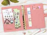 Vegan Leather Binder/Planner - Cute Characters (Pink)