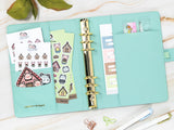 Vegan Leather Binder/Planner - Cute Characters (Mint)
