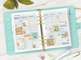 Vegan Leather Binder/Planner - Cute Characters (Mint)